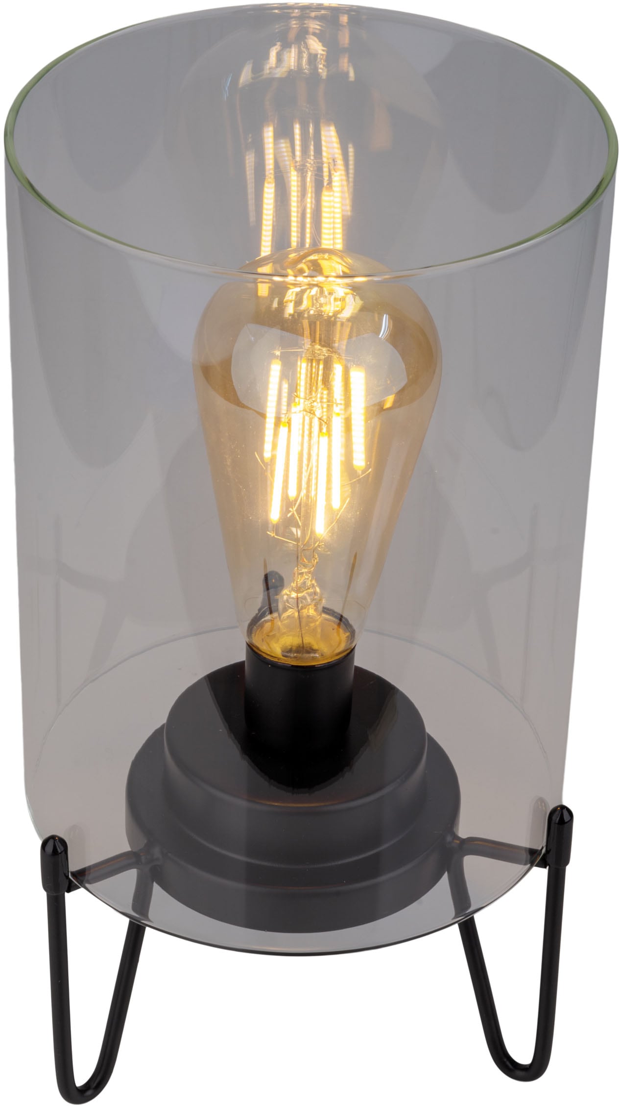 näve LED Außen-Tischleuchte »Lonna« LED-Modul 1 Stk. Warmweiß Glasschirm klar, batteriebetrieben, Timer, Gestell schwarz, H: 28,5cm