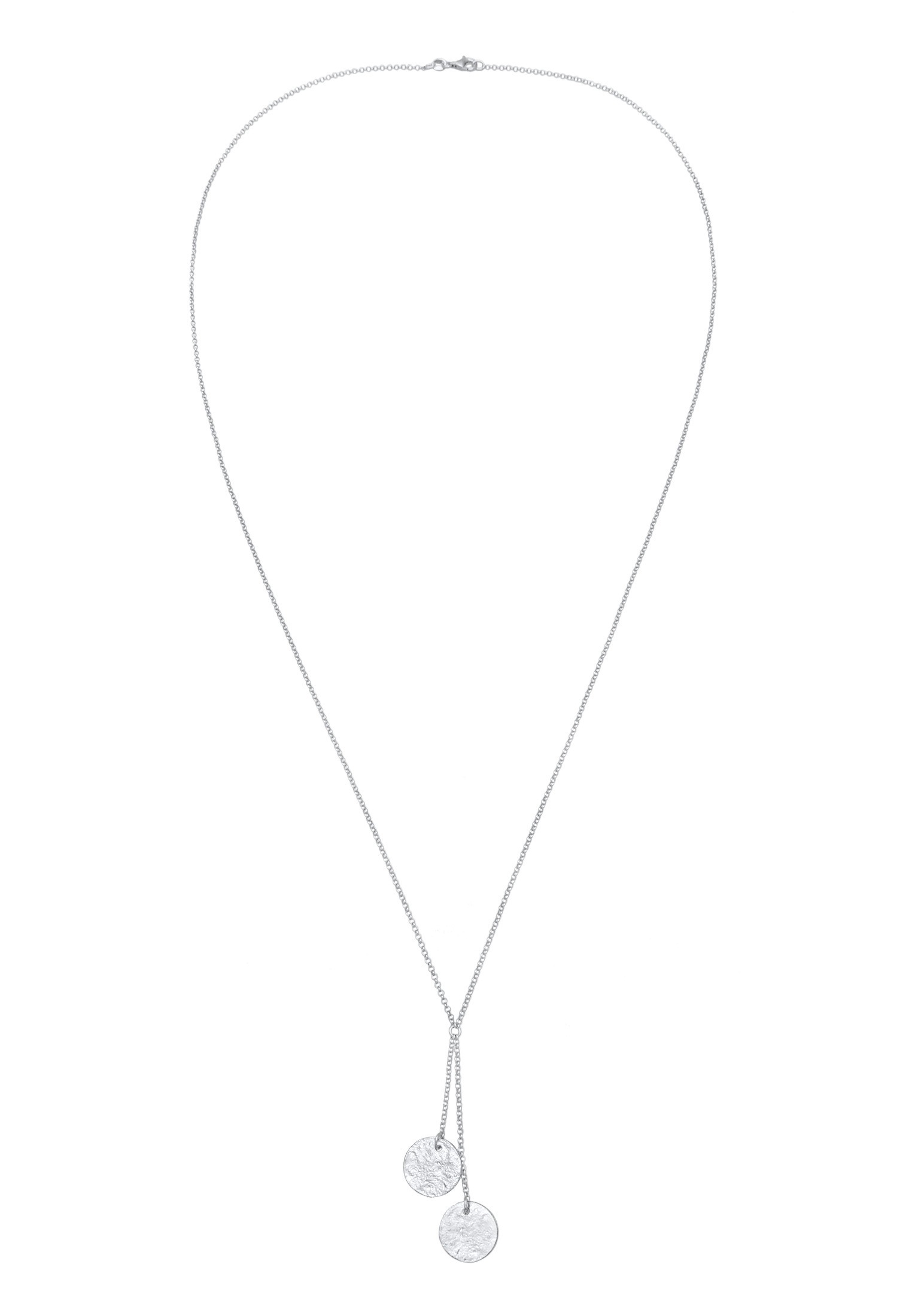 Elli Lange Kette »Halskette Y-Kette Plättchen Coin Strukturiert 925 Silber«
