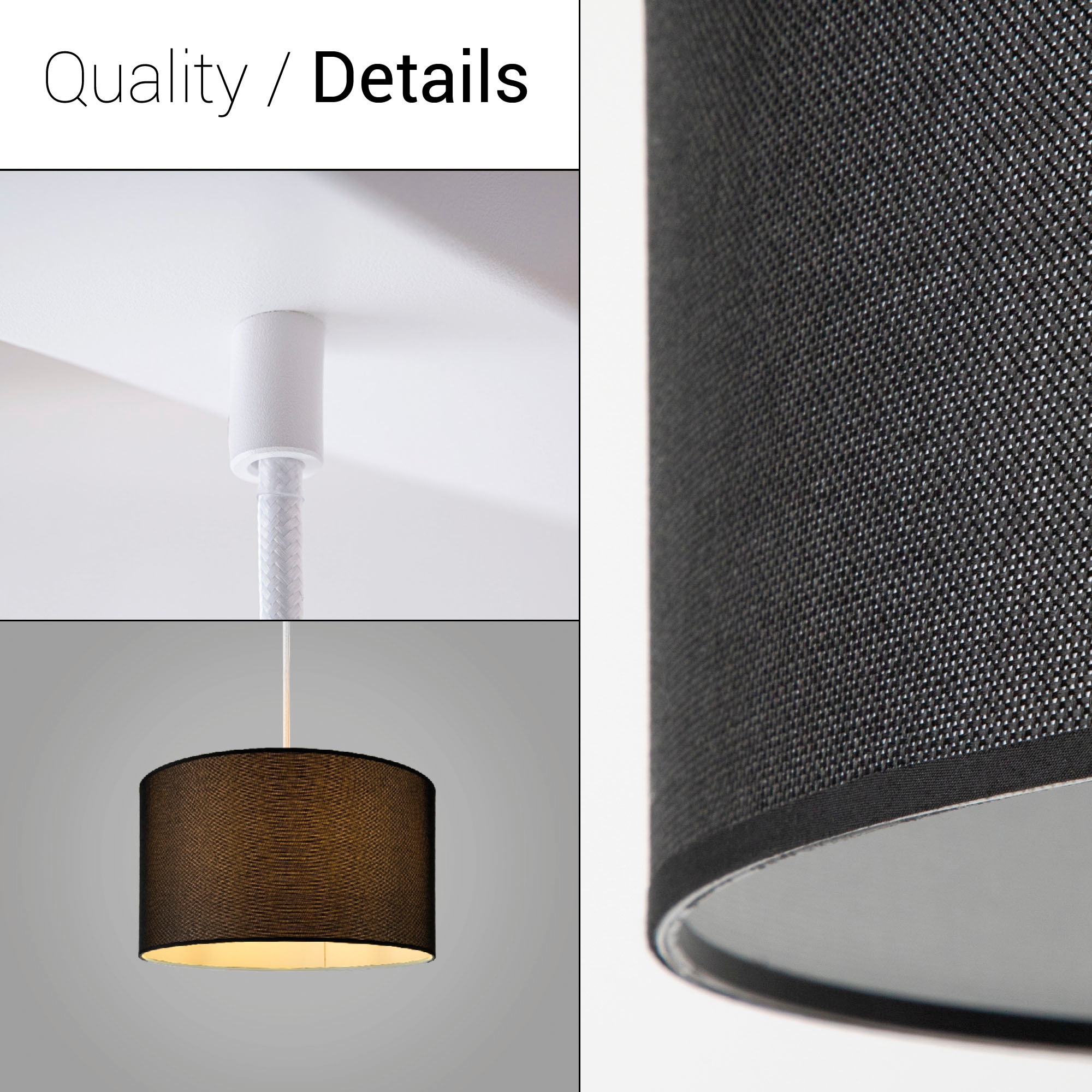 Paco Home Pendelleuchte »HUGO CANVAS UNI COLOR« E27 Pendelleuchte Wohnzimmer Hängelampe Esszimmer Lampenschirm E27 Uni