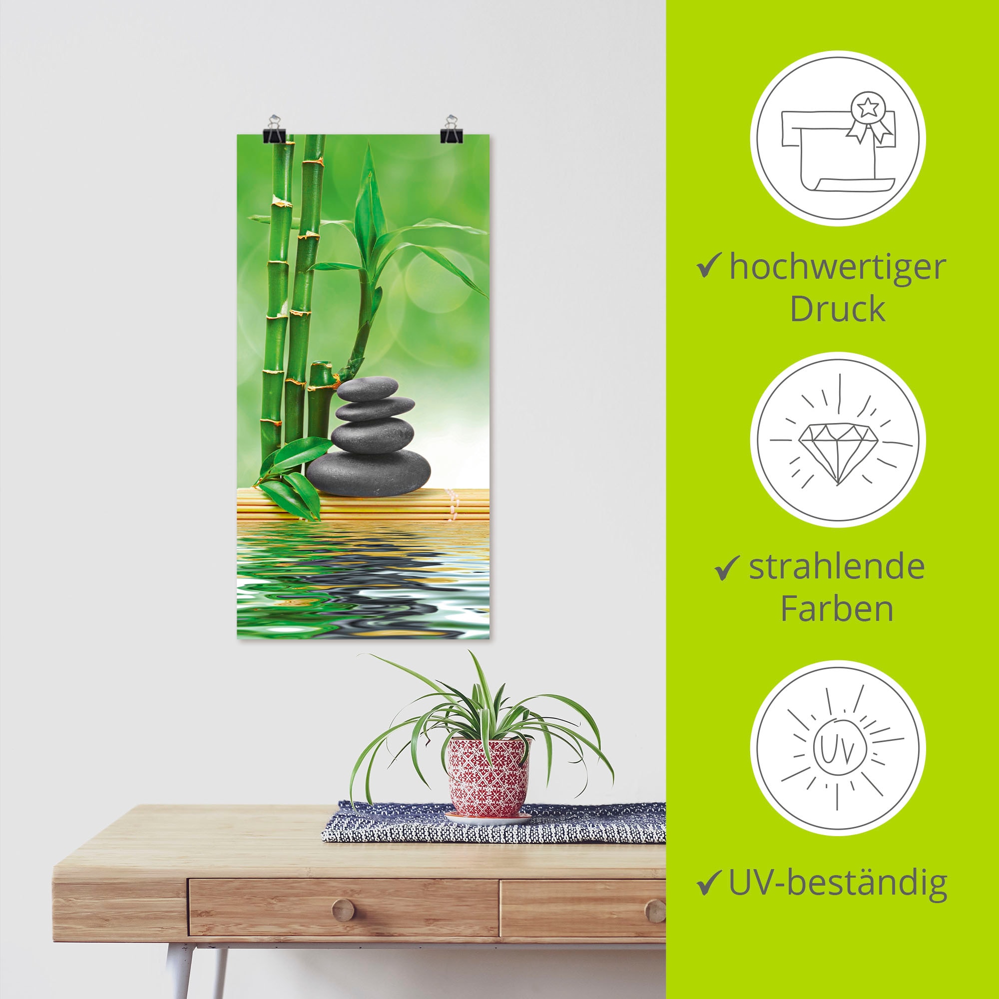 Artland Wandbild »Spa Konzept Zen Basaltsteine« Zen 1 Stk. tlg. als Leinwandbild, Poster, Wandaufkleber in verschied. Größen
