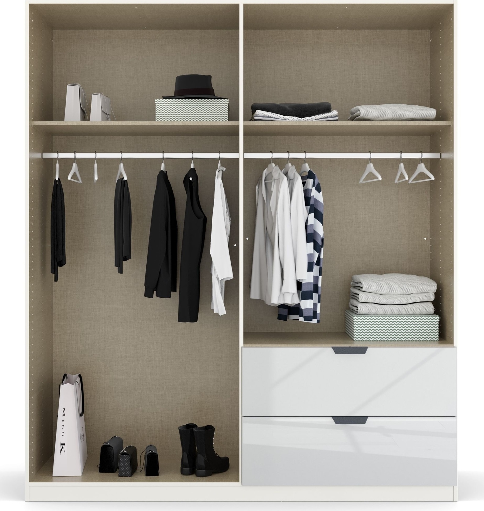 rauch Drehtürenschrank »Kleiderschrank Schrank Garderobe Ankleide MODERN BY QUADRA SPIN« Breiten: 181/226/271 cm, Höhe 210 cm,  mit Spiegel und hochwertiger Glasfront, Stangengriff MADE IN GERMANY