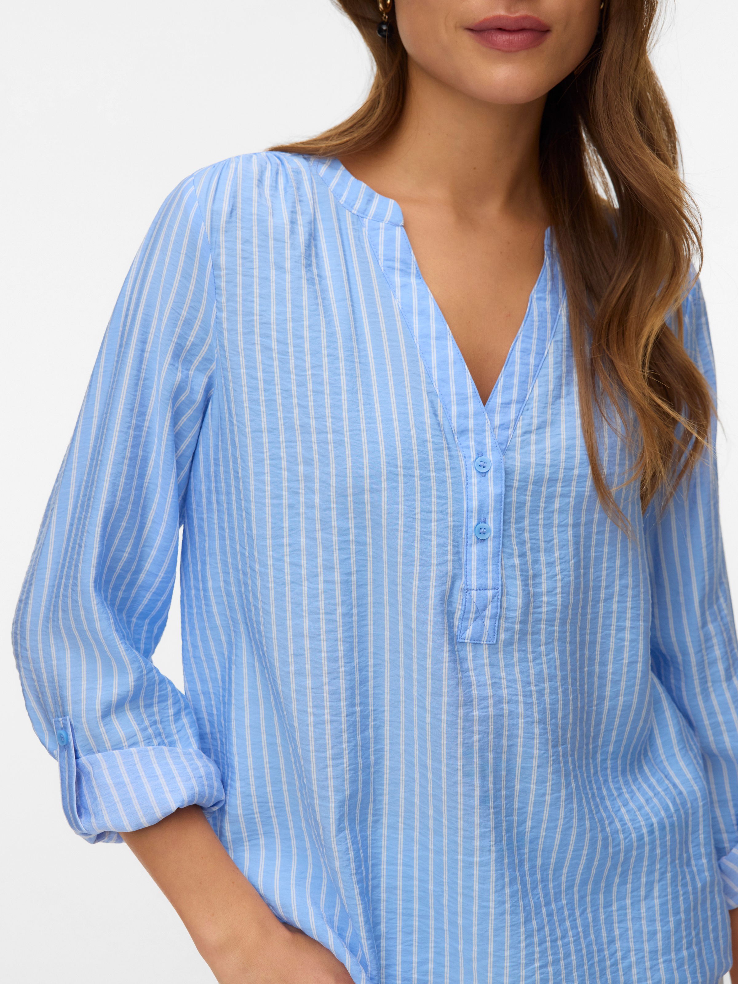 Vero Moda Blusenshirt »VMKAJA LS V-NECK FOLD-UP TOP WVN« mit Raglan-Ärmeln