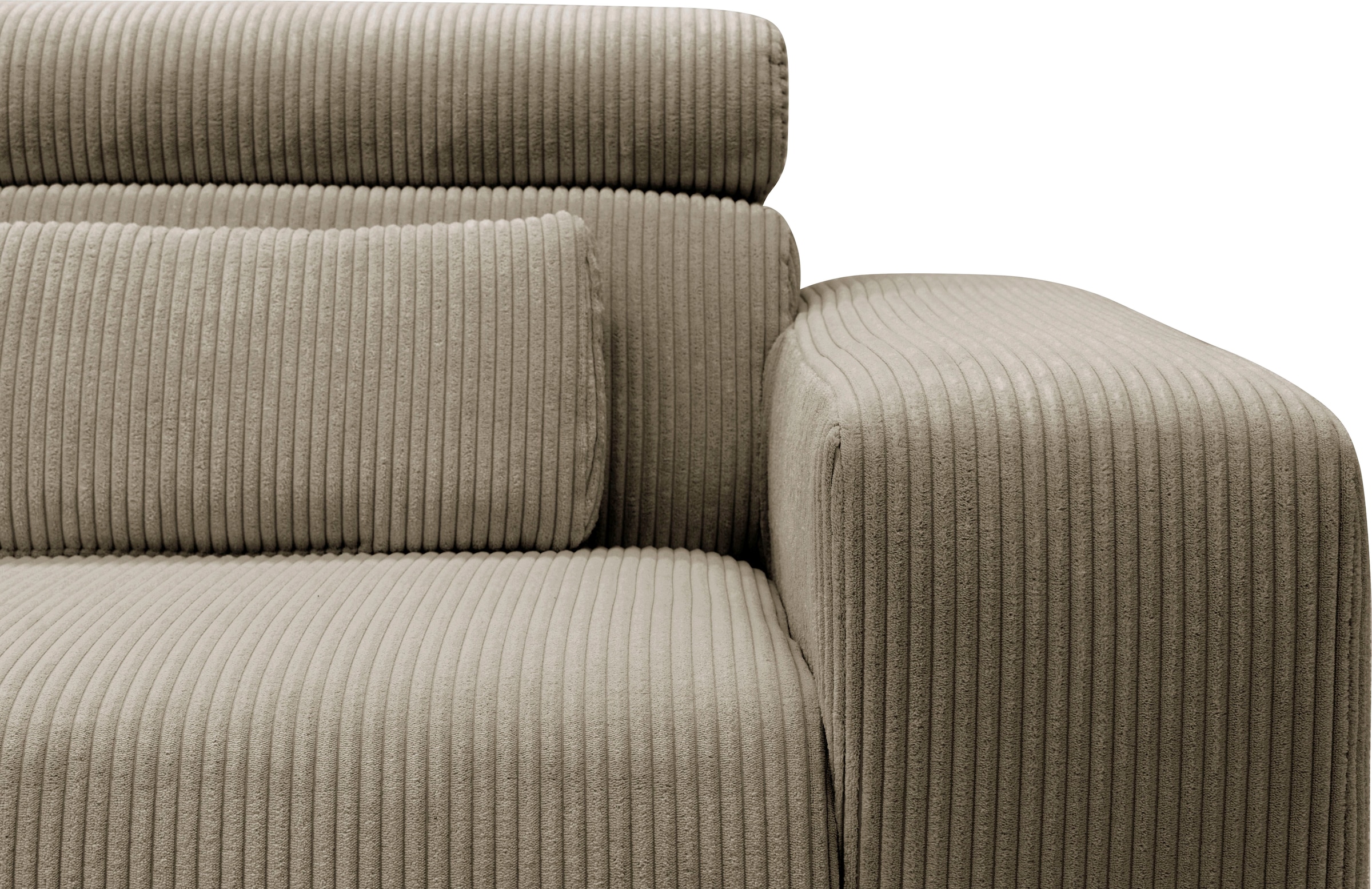 DOMO collection Ecksofa »Brandon B/T/H: 289/177/80 cm, whlw. mit Sitztiefenverstellung, L-Form«, mit Sitztiefenverstellung, Cord, schlamm