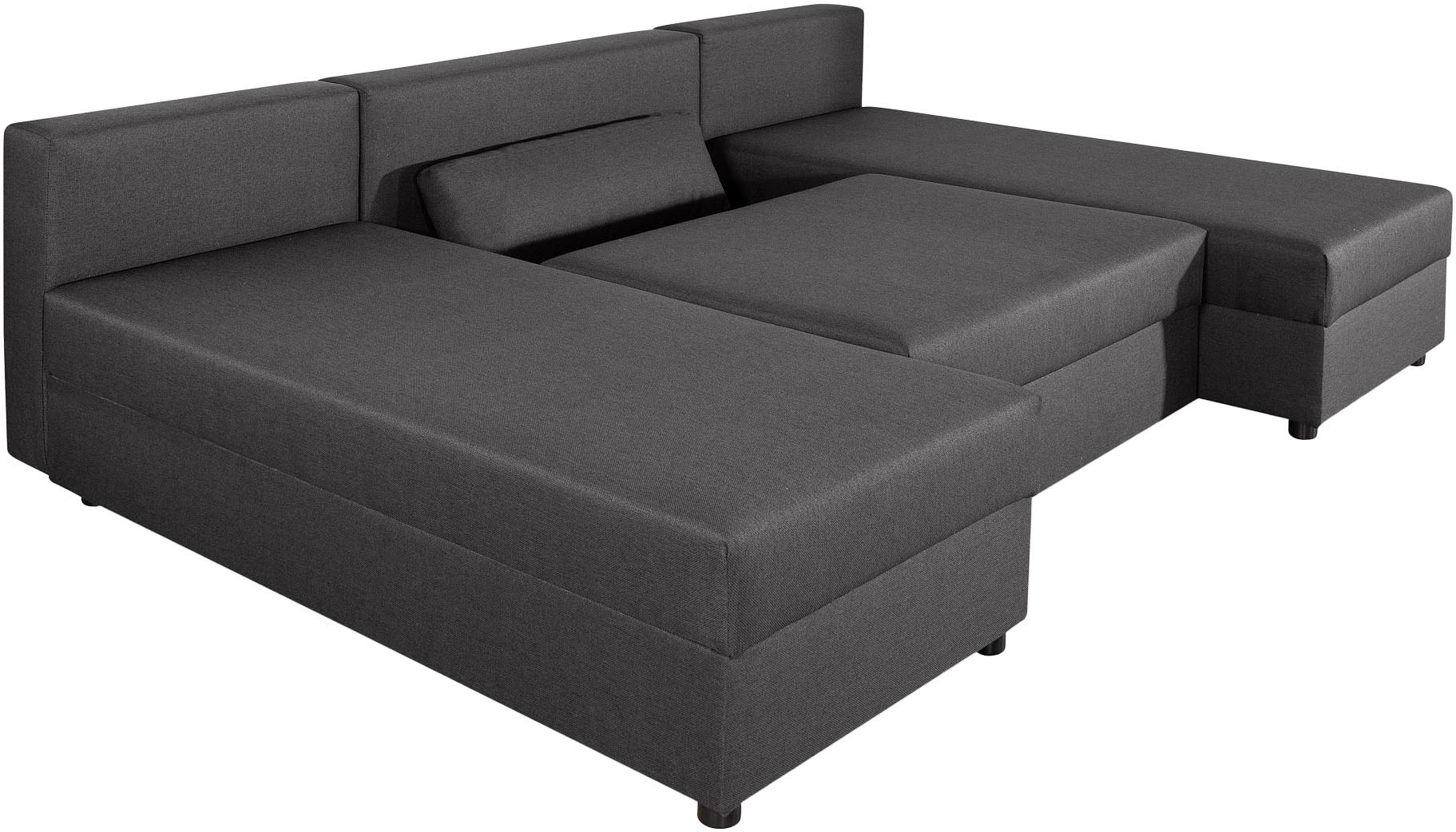 COLLECTION AB Wohnlandschaft »Pico U-Form, Breite 220, mit Schlaffunktion, Bettkasten & Zierkissen«, Wohnlandschaft,2 X Ottomane,Polyätherschaum Polsterung