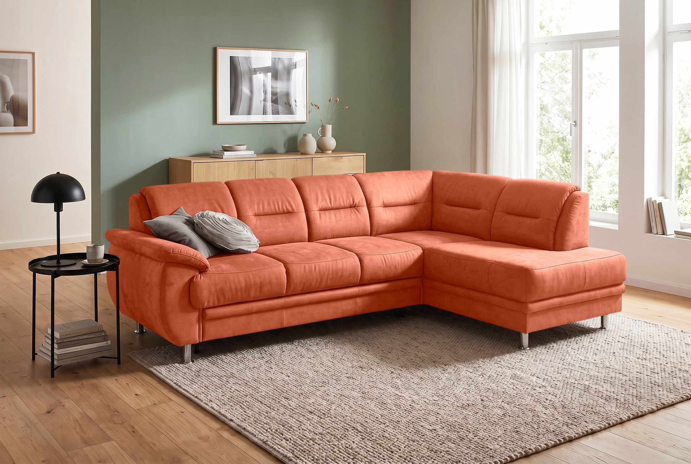sit&more Ecksofa »Mailand L-Form, B: 250 cm, Komfortsitzhöhe 46 cm« optional Schlaffunktion, Eckcouch in Kunstleder & Stoff