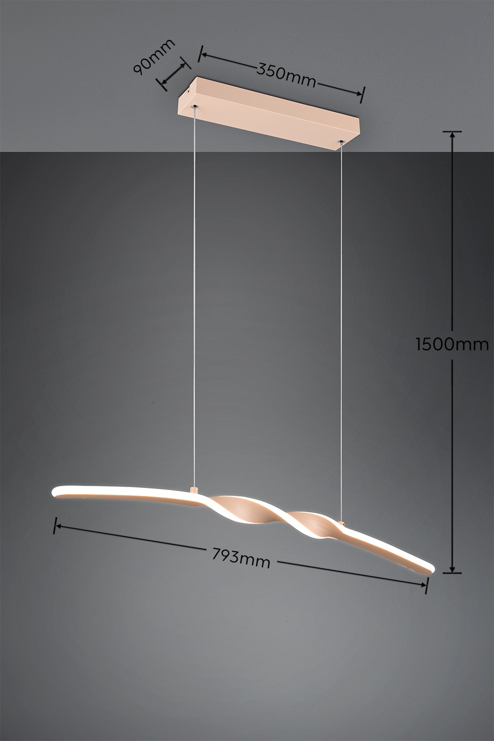 REALITY Leuchten LED Pendelleuchte »GINKO, Hängeleuchte LED 18W 1980 Lumen 3000K warmweiß« LED-Board 1 Stk. Warmweiß Hängelampe Esszimmer, höhenverstellbar bis max 150cm, Breite 79 cm