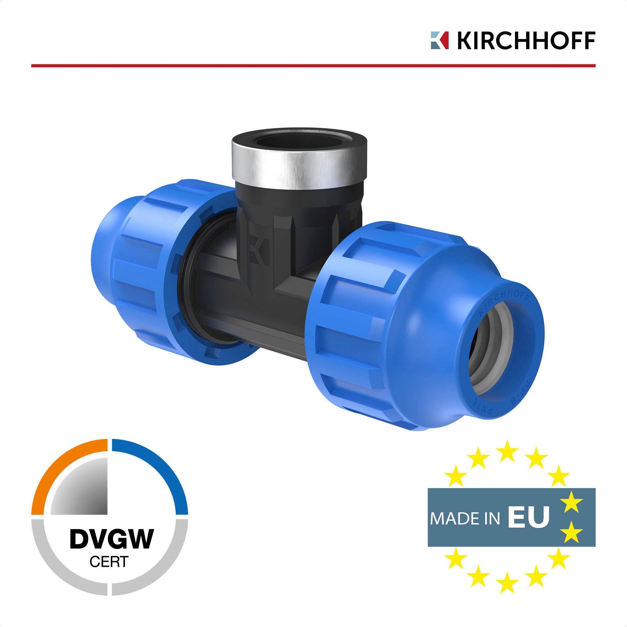 Kirchhoff T-Stück, für HDPE Rohr, 3/4" x 25 mm