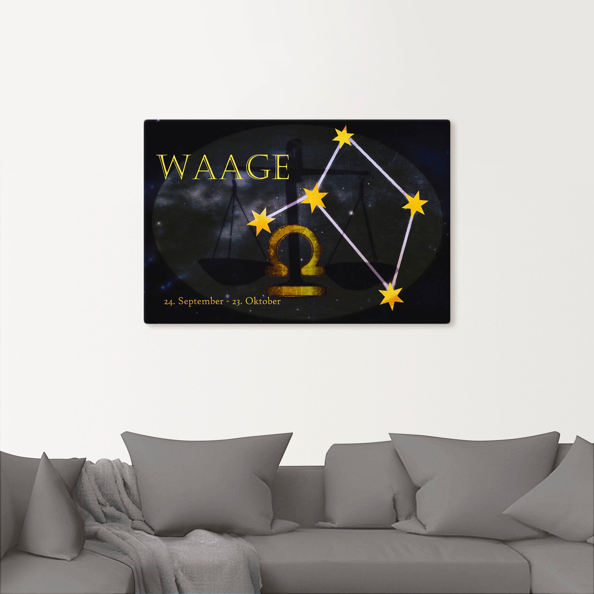 Artland Wandbild »Sternzeichen - Waage«, Leinwandbild, versch. als Wandaufkleber Alubild, Größen von Sternzeichen, (1 Bilder oder bequem Poster kaufen in St.)