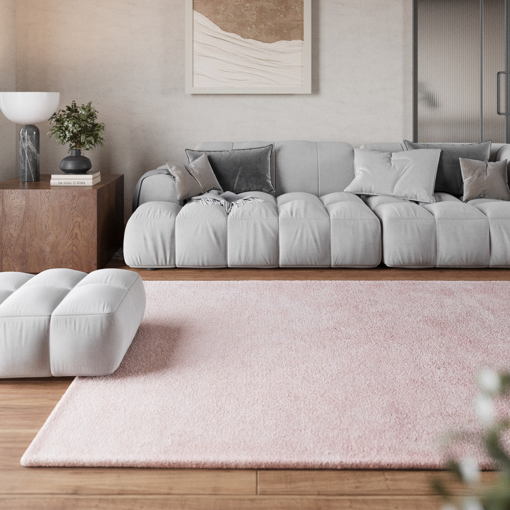 Homie Living Teppich »Pisa« rund 25 mm Höhe Hochflor, Microfaser, uni, weich, Shaggy, Wohnzimmer, Schlafzimmer