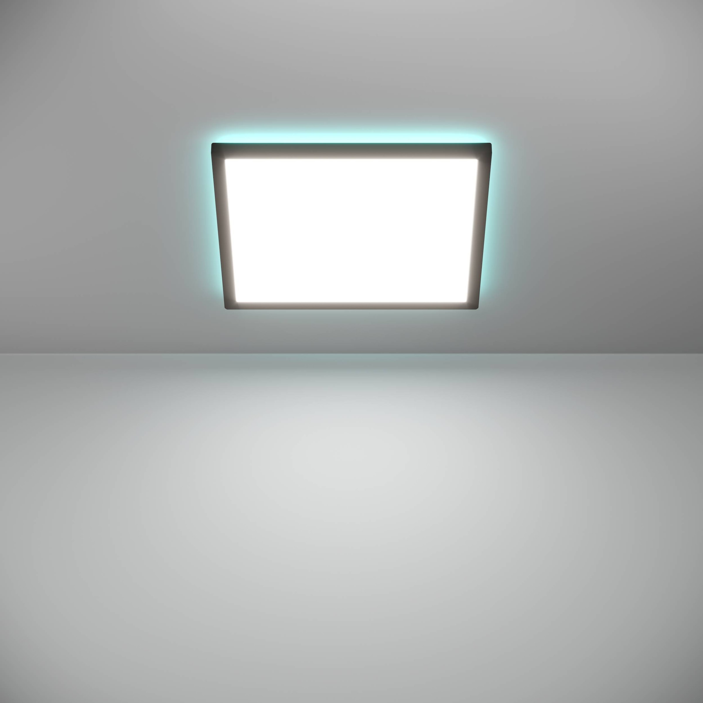EGLO Deckenleuchte »Rovito-Z Deckenlampe, ZigBee 3.0, Kunststoff, Badezimmerlampe, IP44« LED-Modul 1 Stk. Kaltweiß | RGB Wand-/Deckenleuchte - L39 x B39 x H3 cm - schwarz - 17,6W inkl.