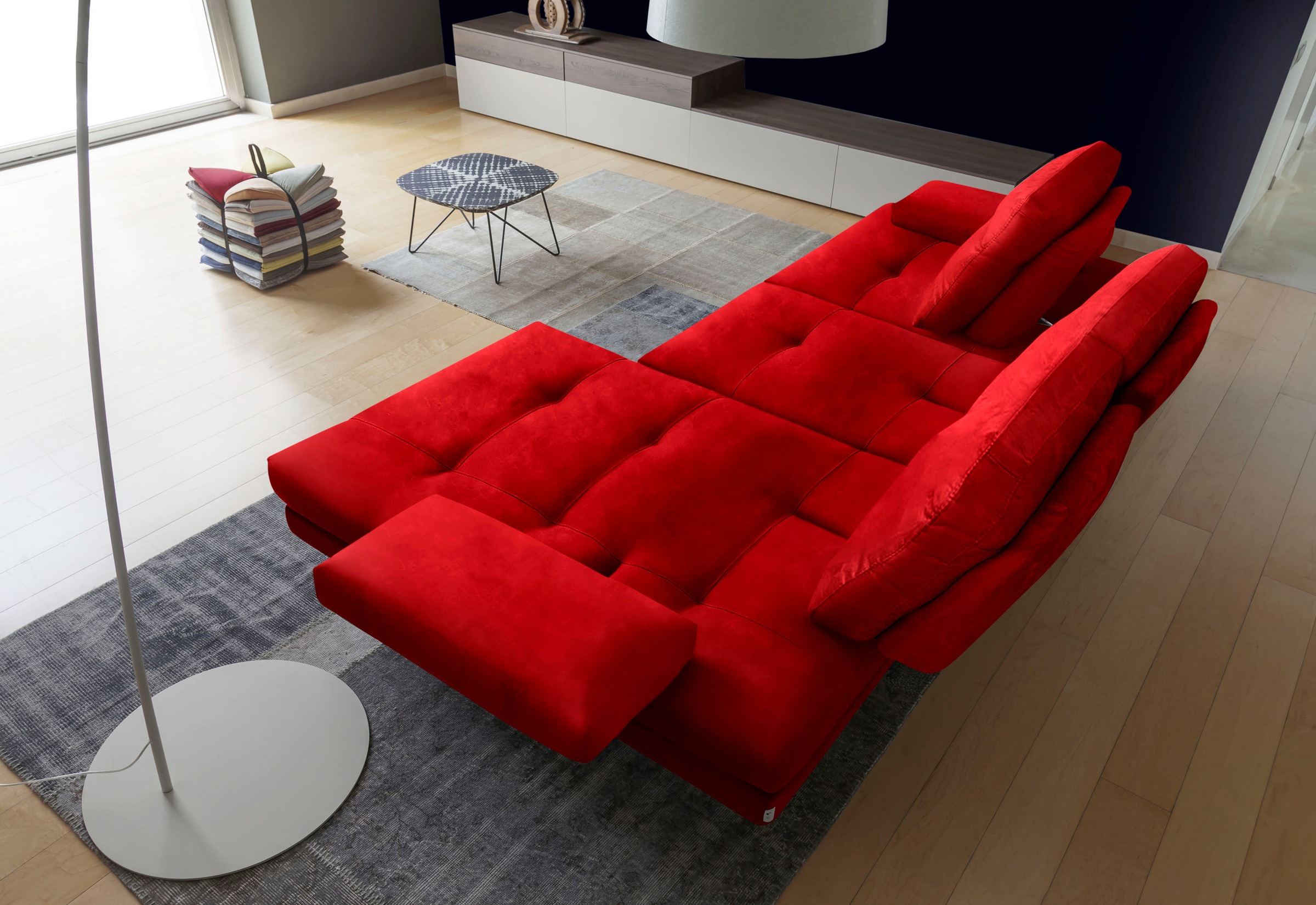 CALIA ITALIA Ecksofa »Toby Wing, L-Form, Designsofa mit sensationellem Sitzkomfort«, inklusive Sitztiefenverstellung, Füße in chrom glänzend