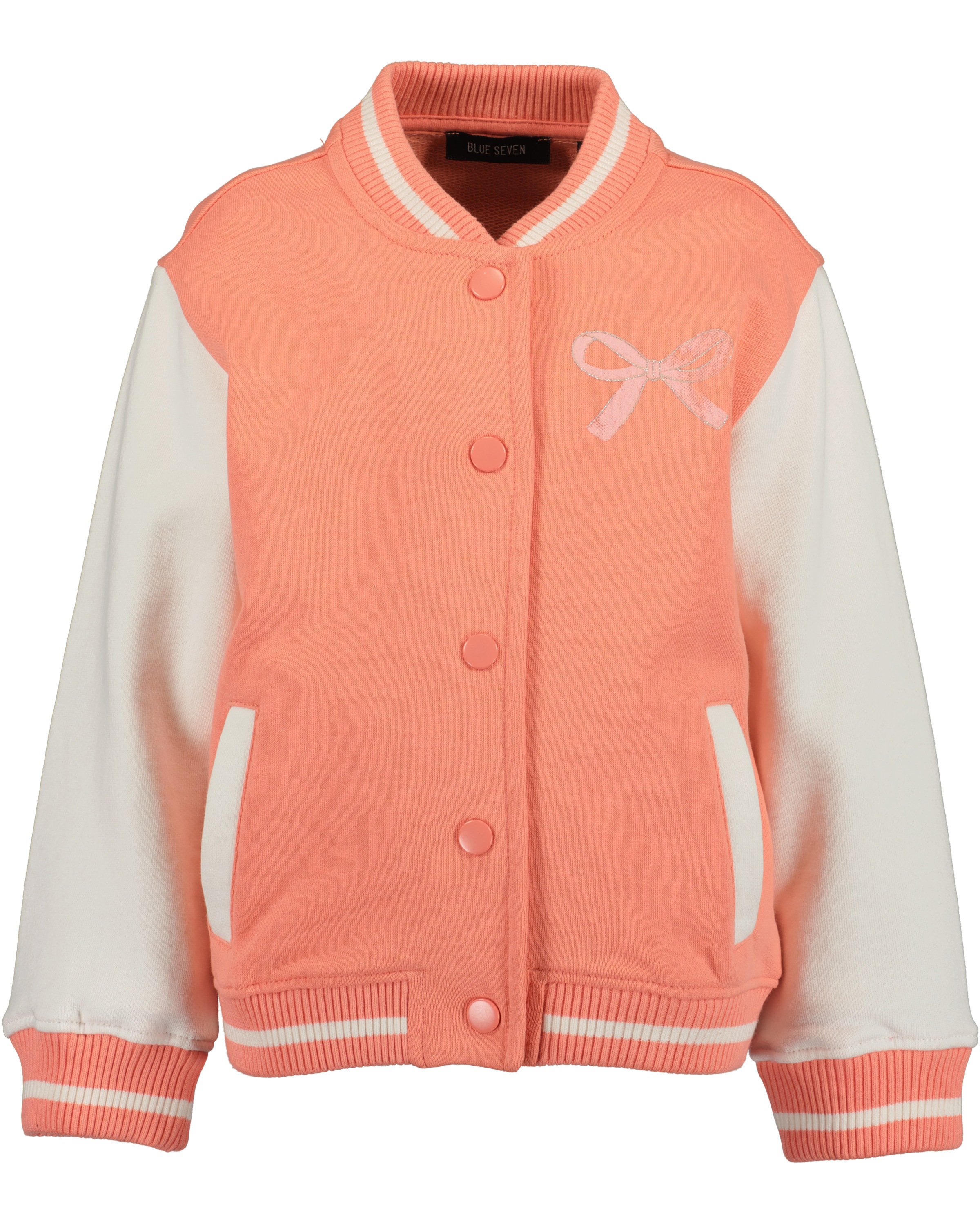 Blue Seven, Damen, Sweatjacke im Collage-Look, LACHS, 116, LACHS, Lässige Sweatshirtjacke von BLUE SEVEN