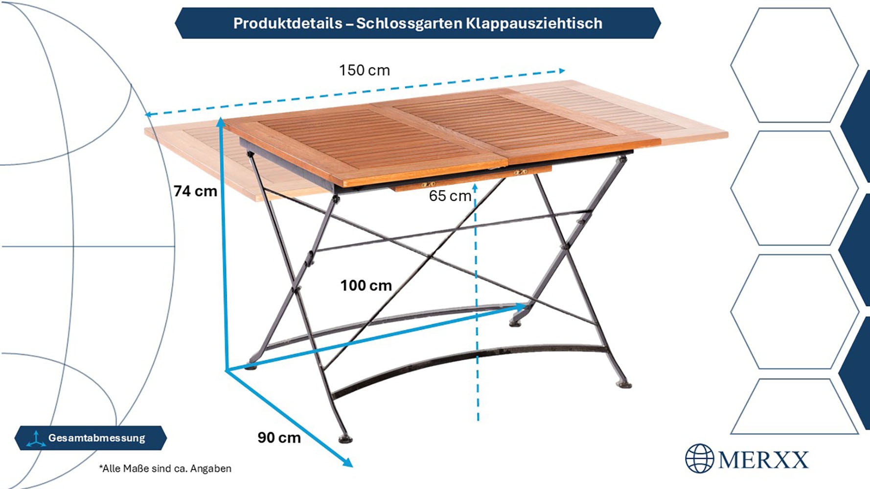 MERXX Gartentisch »Schloßgarten« 90x(100)150 cm