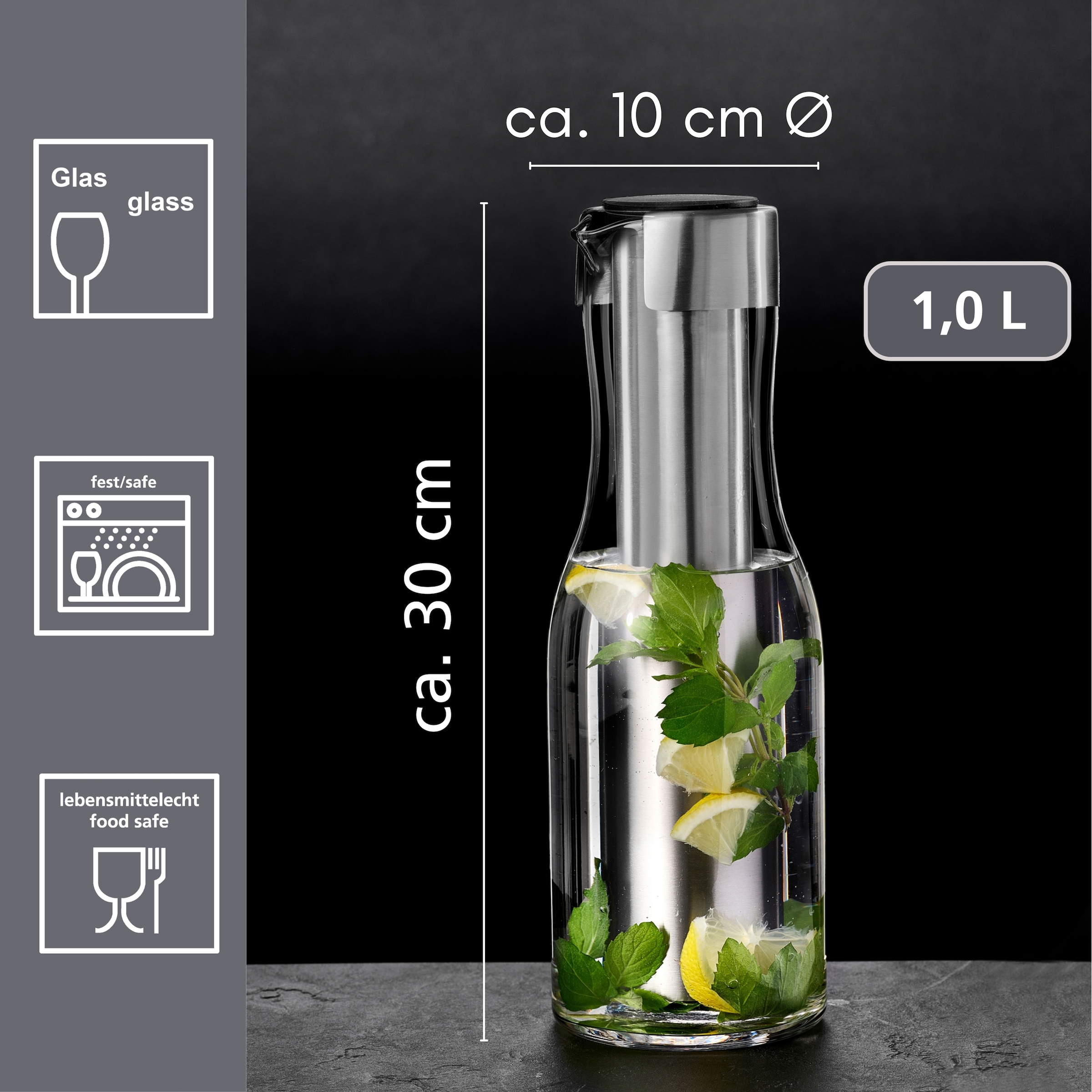 Ritzenhoff & Breker Karaffe »Freeze« Kanne, 1,0 Liter mit herausnehmbaren Kühlstab