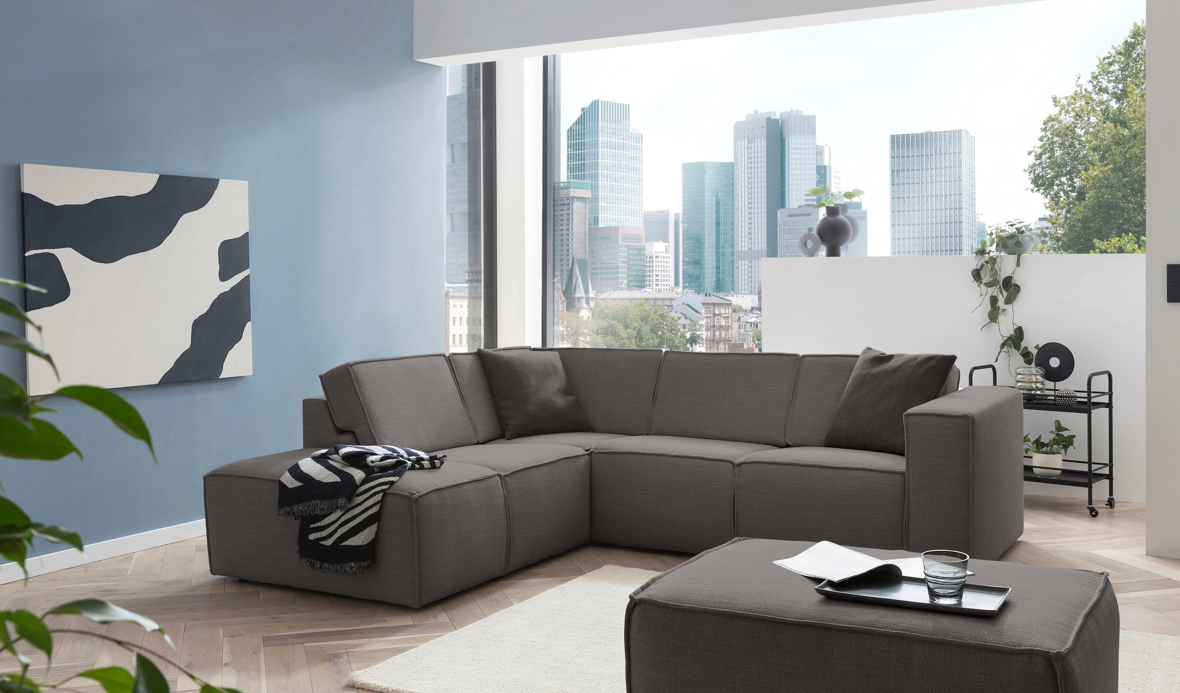 TRENDMANUFAKTUR Ecksofa »Dice mit Sitztiefenverstellung und Kaltschaumpolsterung«, hoher Sitzkomfort, aktuelle Kedernaht, L-Form