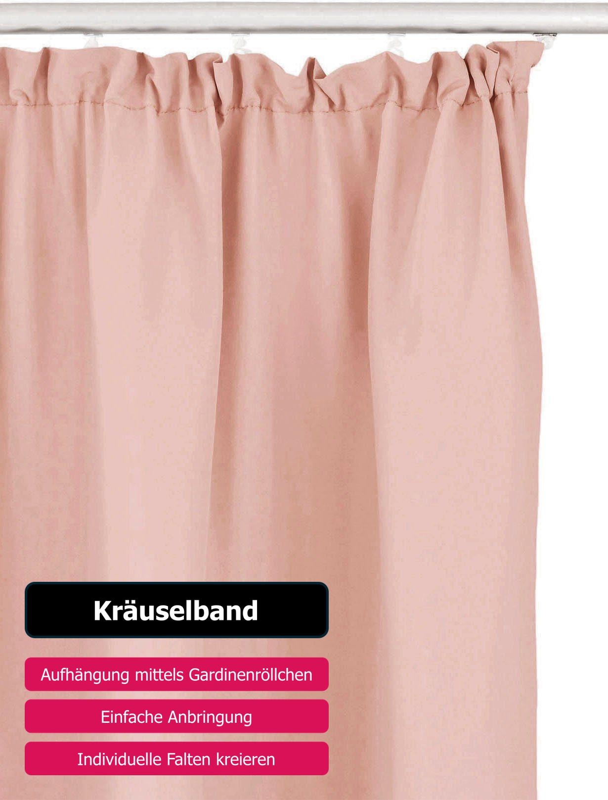 my home Vorhang »Raja, Gardinen mit Kräuselband, Vorhänge Wohnzimmer« Kräuselband 2 Stk. tlg. 2er-Set, Bestseller, einfarbig, modern, pflegeleicht, Mikrofaser