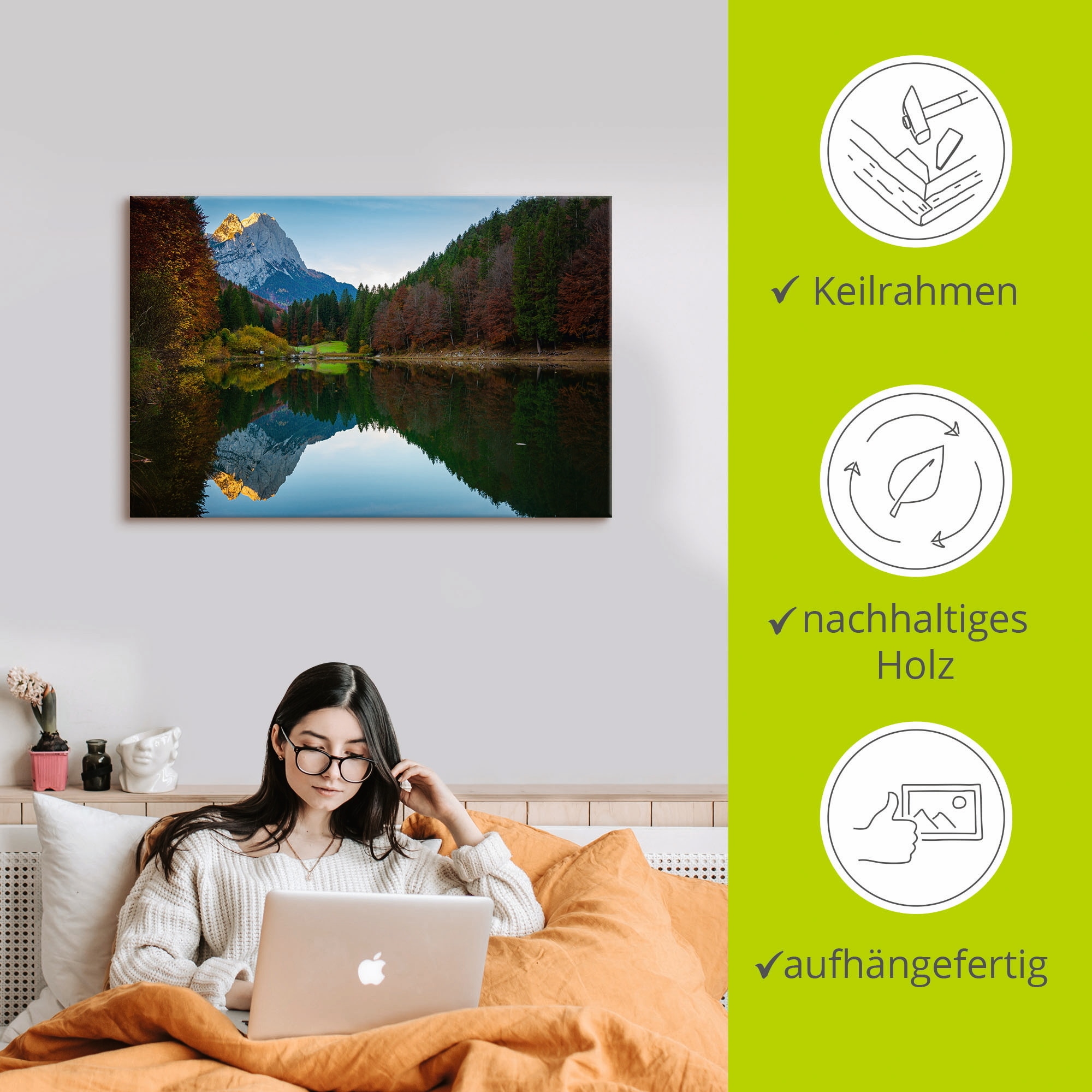 Artland Wandbild »Herbst am Rießersee«, Berge & Alpenbilder, (1 St.), als Alubild, Outdoorbild, Leinwandbild in verschied. Größen