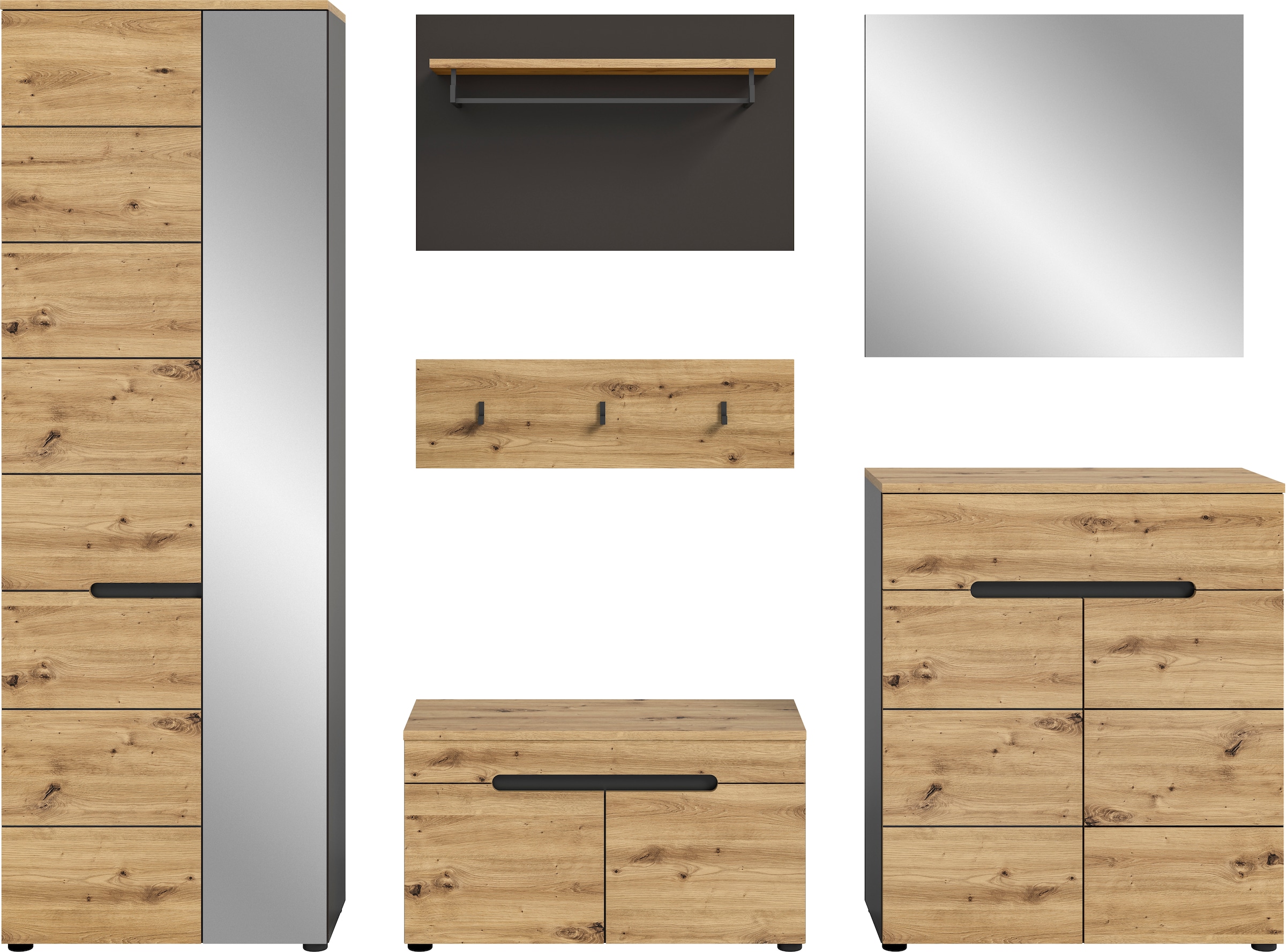 INOSIGN Garderoben-Set »REHAT, TOPSELLER!, 6-teilig, Breite 255cm, individuell stellbar«, (6 St.), Garderobenkombination, Kombination, Diele, Garderobe, Garderobenmöbel