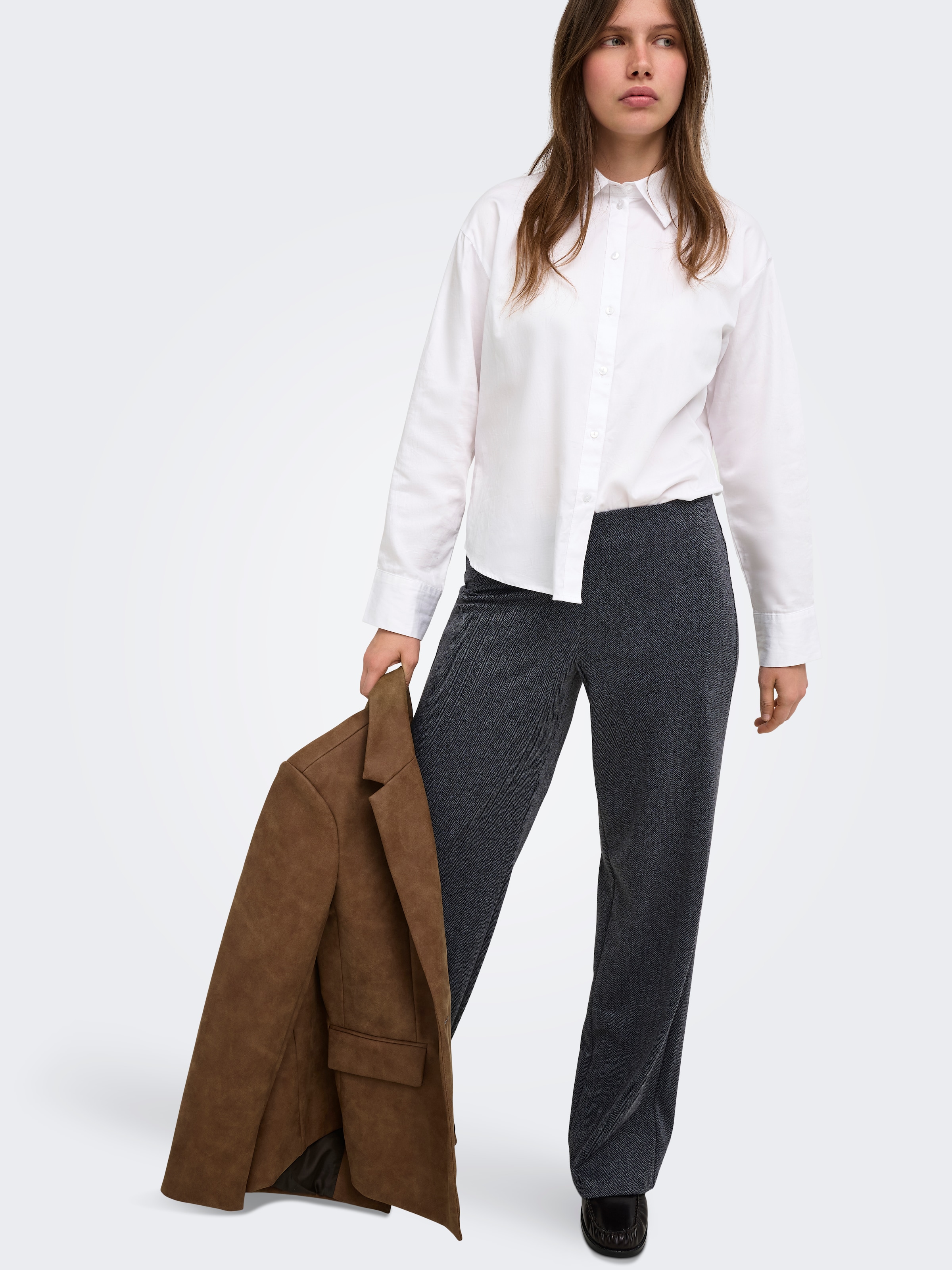 ONLY Anzughose »ONLBREMEN MW HERRINGBONE WIDE PANT PNT«  Materialmix