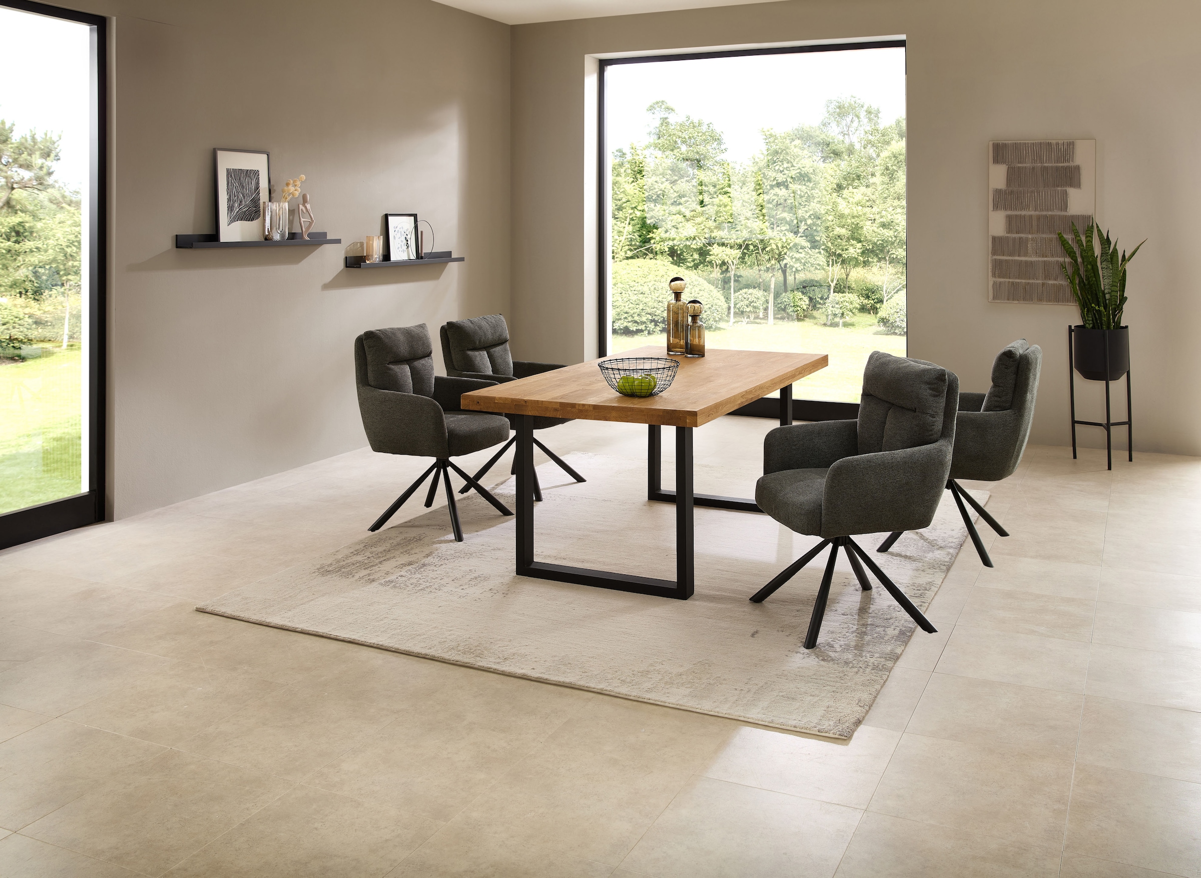 Stolkom Esstisch »Chris Esszimmertisch Eiche Massivholz, BxHxT 110x47x70 cm« Gerade Kante, Industrial Style Eiche Massivholz