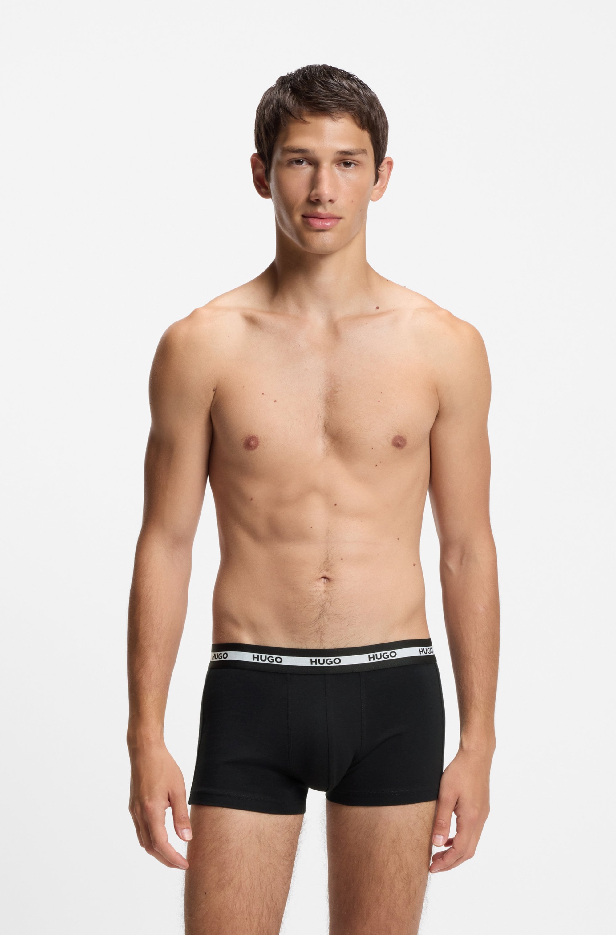 HUGO Underwear Trunk Packung, 3 Stk. aus Stretch-Baumwolle mit Logo am Bund, körpernah,