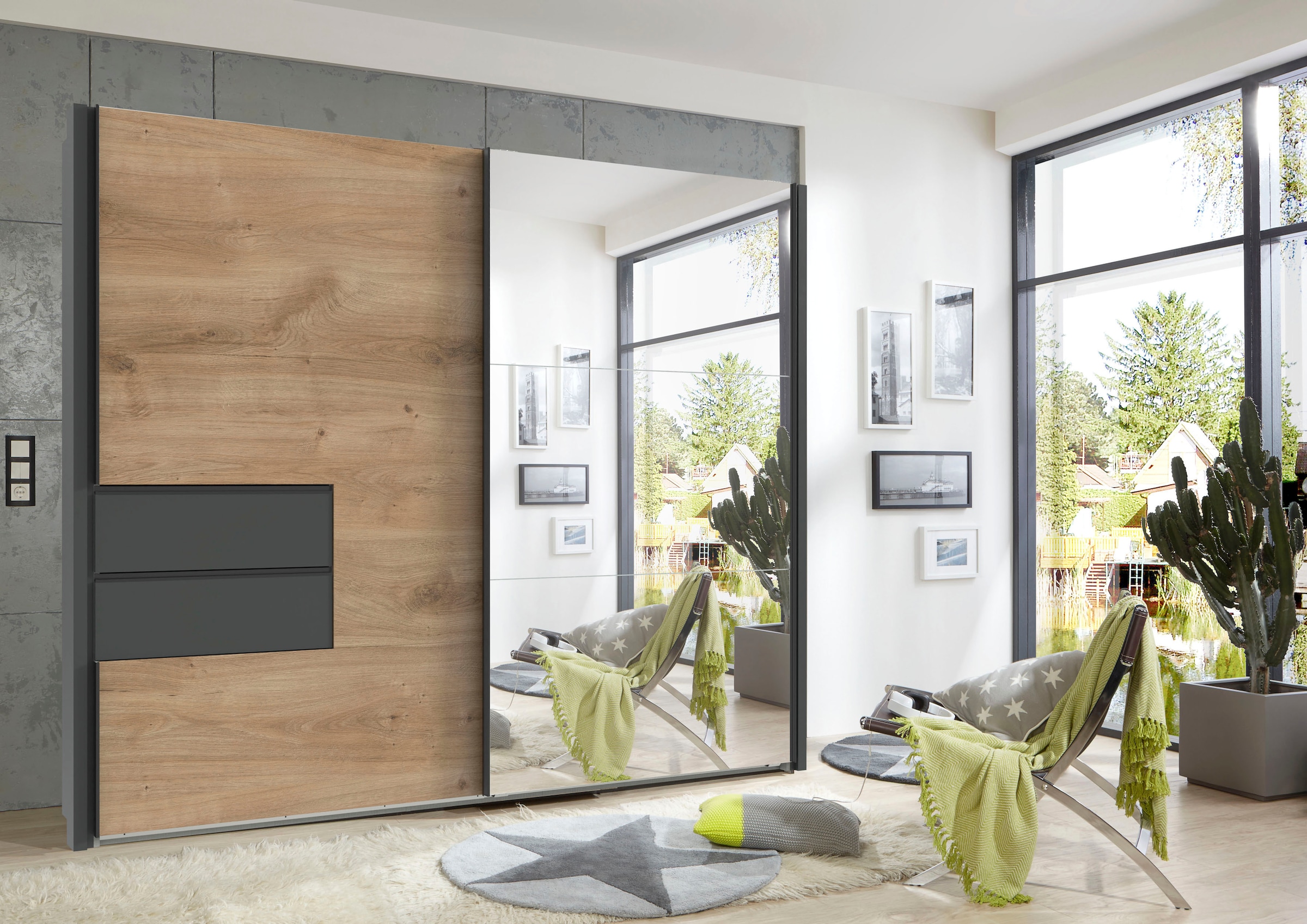 Wimex Schwebetürenschrank »Palermo by fresh to go«, integrierte Schubladen in der Front mit Soft-close-Funktion