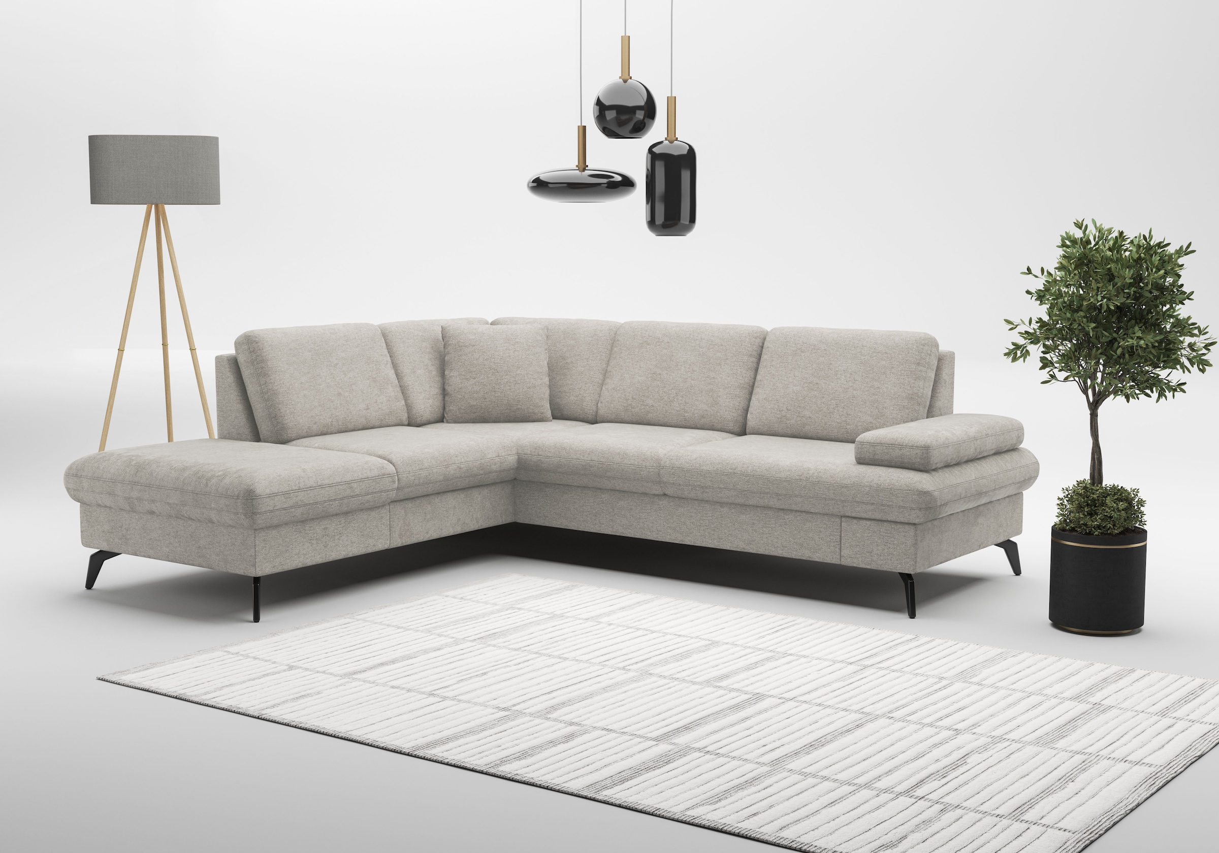 sit&more Ecksofa »Morris Jubi L-Form«, inkl. Armteilfunktion und 1 Zierkissen, wahlweise mit Bettfunktion