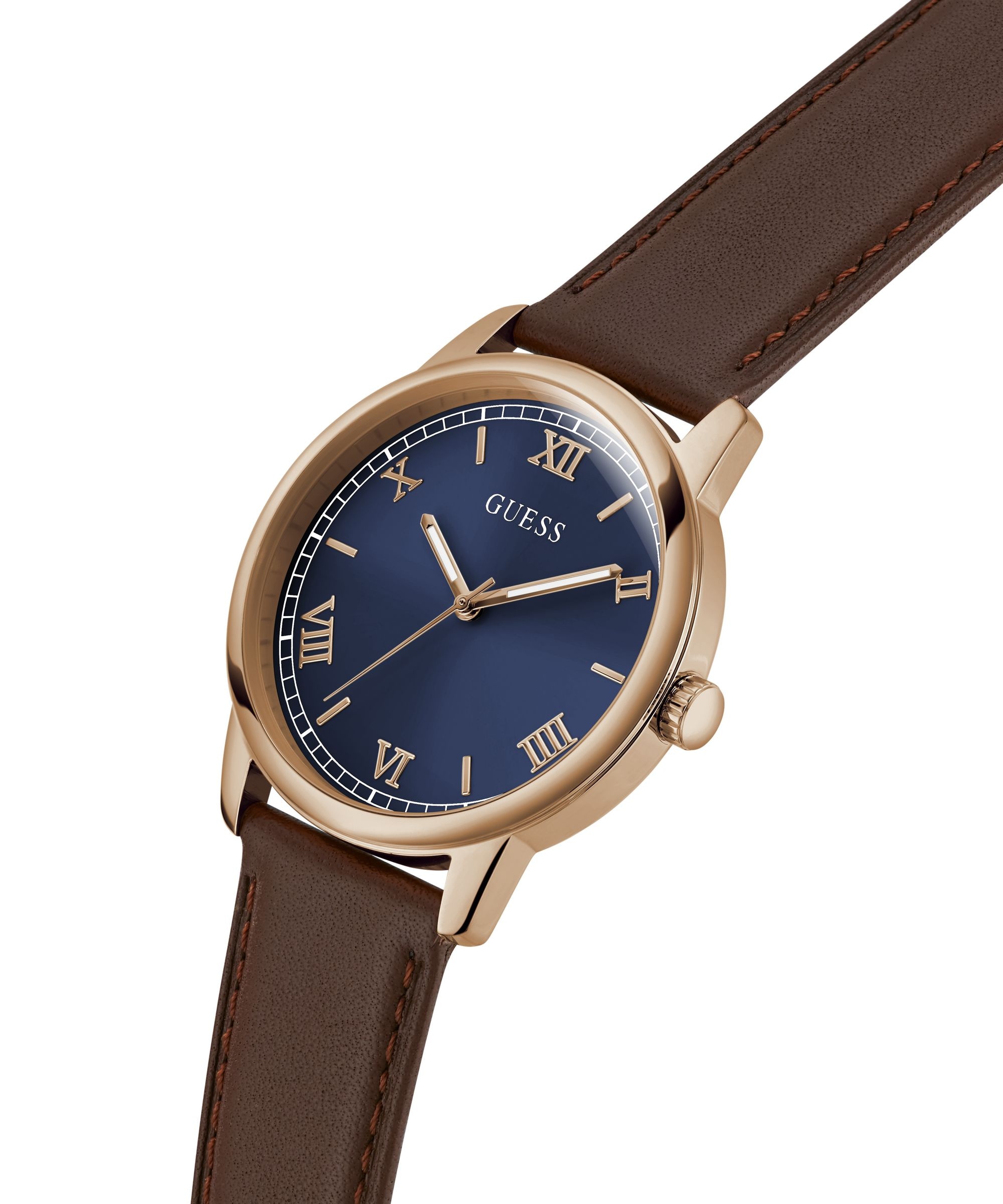 Guess Quarzuhr »CHANDLER« Armbanduhr, Herrenuhr, Lederarmband, analog