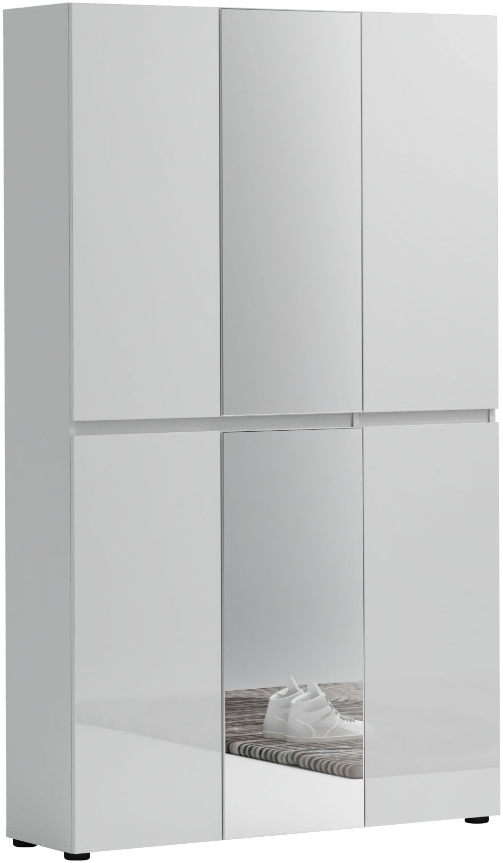 INOSIGN Schuhschrank »Mister,Schuhkommode,Schuhmöbel,Schuhablage,Schuhregal«, Breite 120 cm, Höhe 200 cm, Tiefe 34 cm, 6 Türen, 24 Fächer, 2 Spiegel