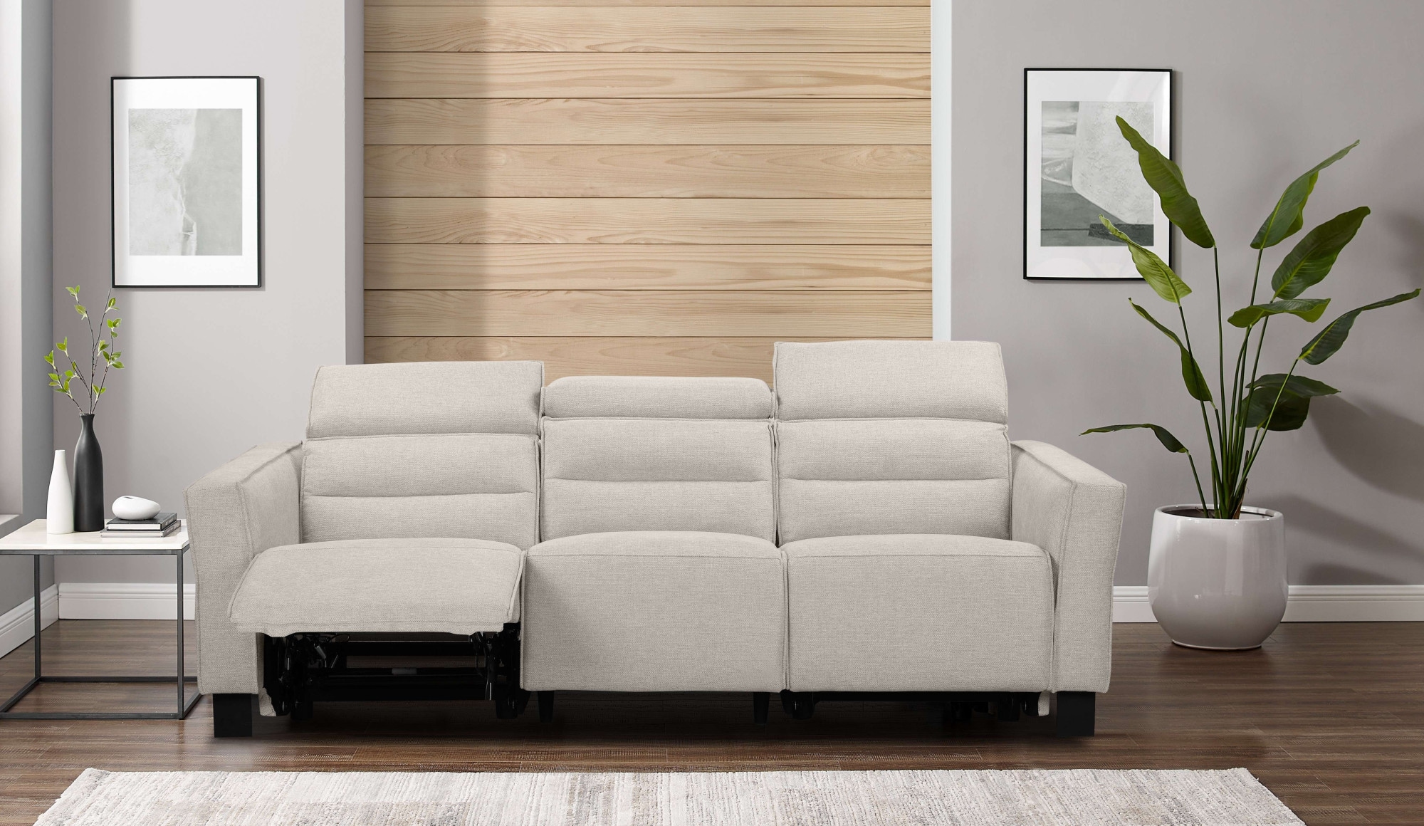 Places of Style 3-Sitzer »Carpari, 224cm, manuelle od. elektrische Relaxfunktion in 2 Sitzen«, mit USB-A/C, Kopfteilverstellung, Echtleder, Kunstleder, Webstoff