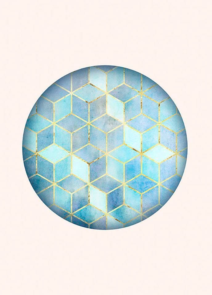 Komar Bild »Mosaik Circle Azzuro« Formen | Kunst 1 Stk. tlg. Wandbild zur Dekoration - ohne Rahmen