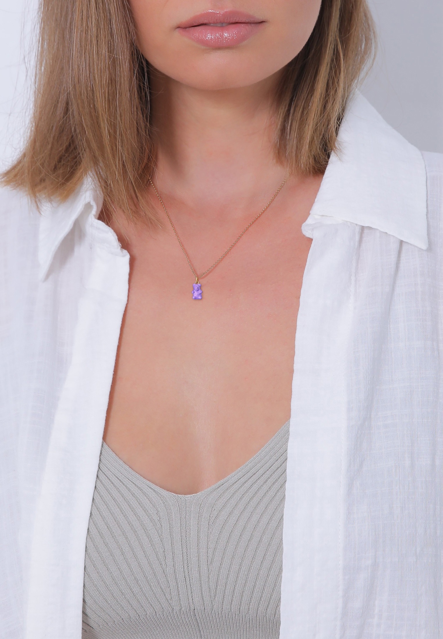 Elli Kette mit Anhänger »Halskette Bär Emaille Modisch 925 Silber vergoldet«