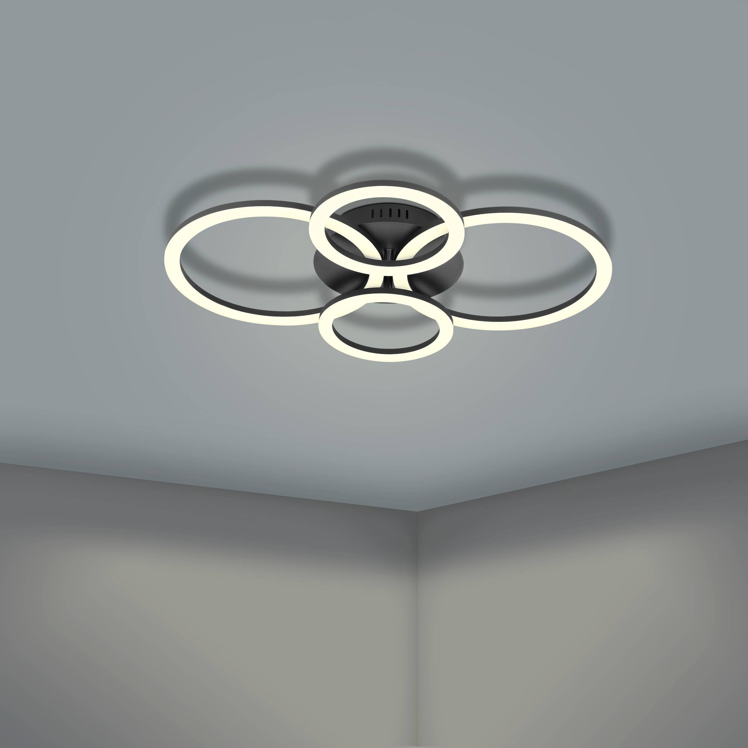 EGLO Deckenleuchte »PARRAPOS-Z Deckenlampe schwarz, TuneableWhite, ZigBee 3.0, Disco-Modus« LED-Modul 1 Stk. warmweiß - kaltweiß App /Sprachsteuerung Alexa, ‎‎‎‎‎‎‎‎‎45x61,5x8cm, exkl. Fernbedienung