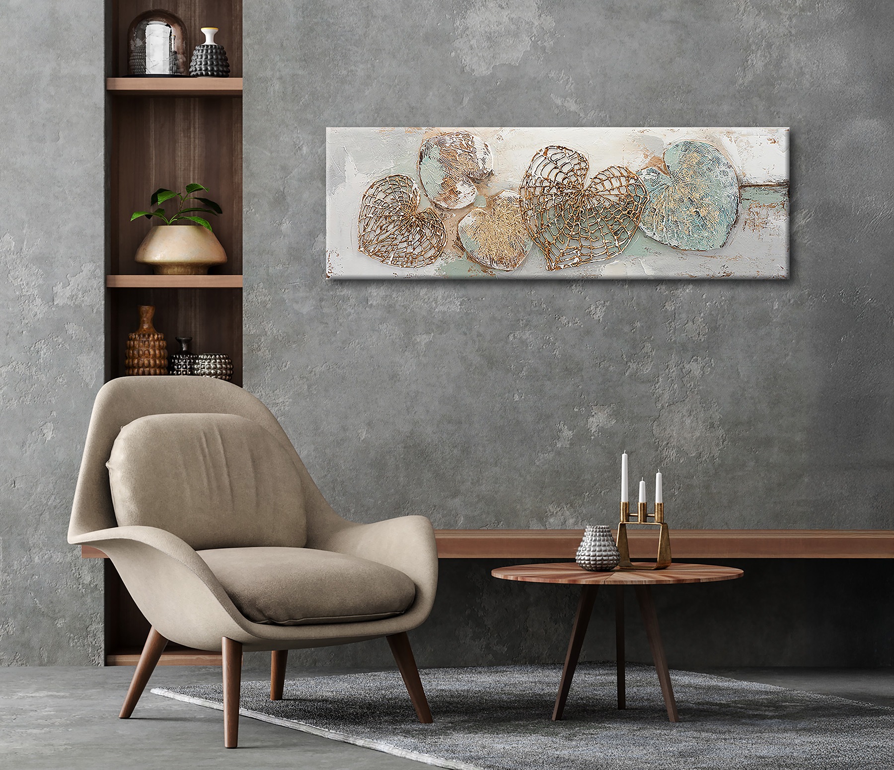 Bönninghoff Ölgemälde »handarbeit HERZEN 40x120 cm – Wandbild Kunst Deko modern« Abstrakt | Blätter | Blätterbilder | Formen | Kunst | Symbole 1 Stk. tlg. handgefertigt, jedes Bild ein Unikat