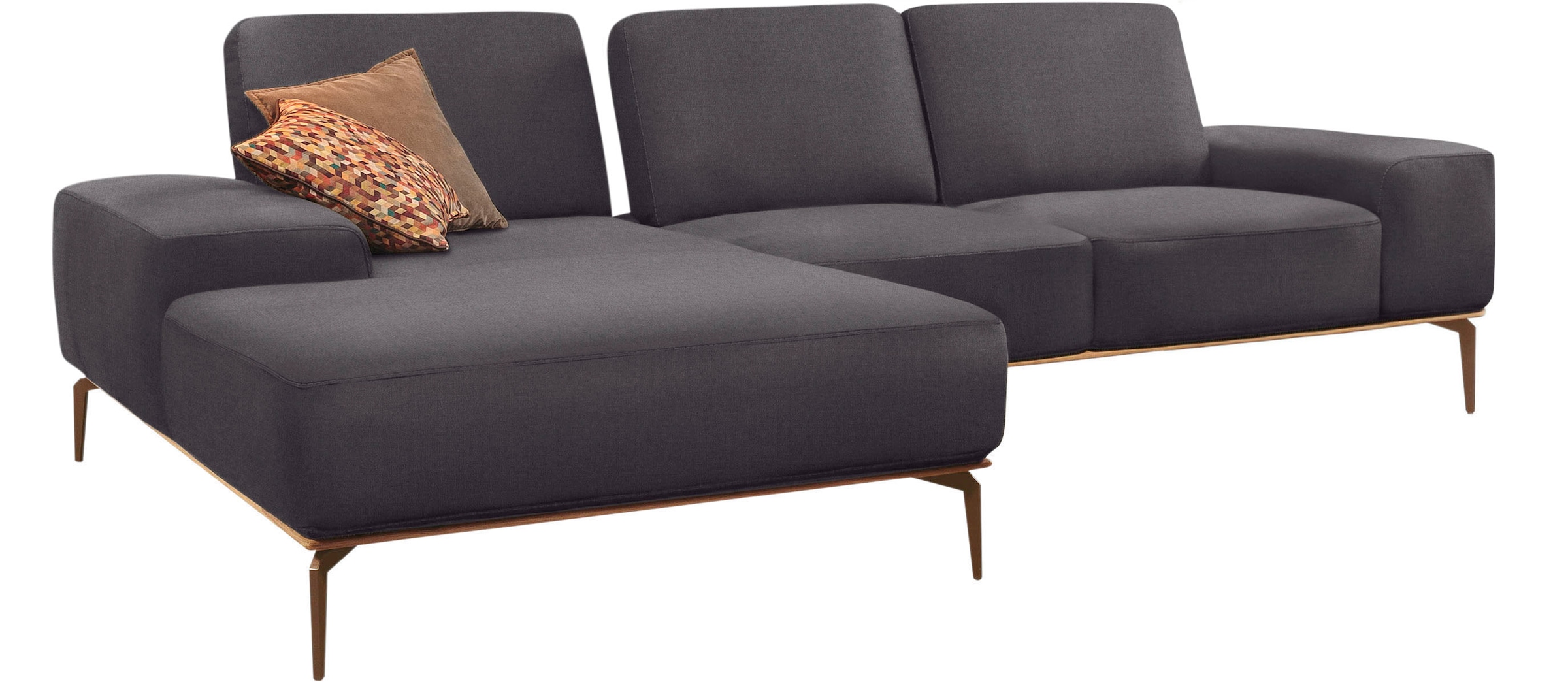 W.SCHILLIG Ecksofa »run, Designsofa mit tollem Sitzkomfort, bequem, L-Form«, mit Holzsockel, Füße in Bronze pulverbeschichtet, Breite 279 cm