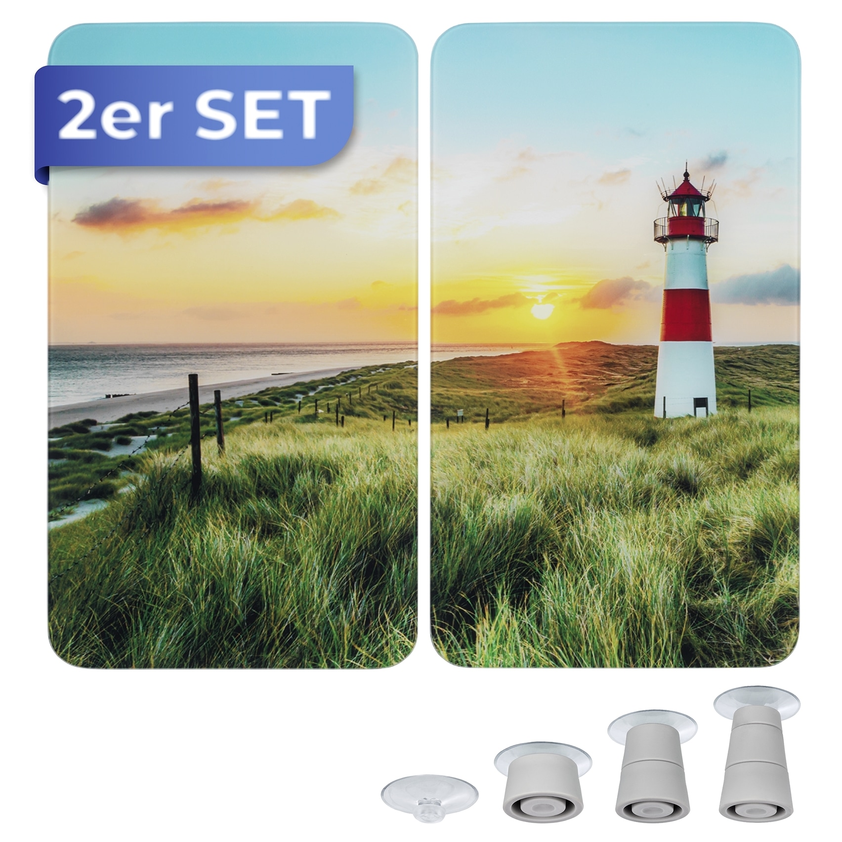 Maximex Herd-Abdeckplatte »Universal Modell Leuchtturm«, (Set, 2 tlg.), Herdabdeckung für alle Herdarten, kratzfest, mit rutschfesten Füßen