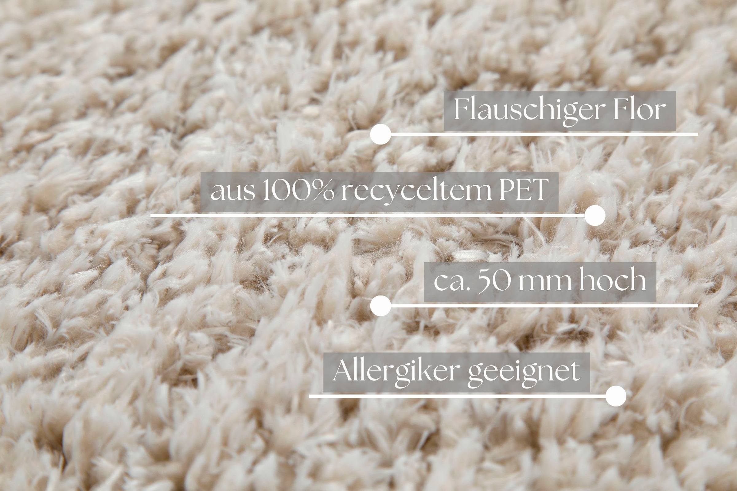 my home Hochflor-Teppich »Josetta, auch als Läufer erhältlich«, rechteckig, 50 mm Höhe, Langflor, Shaggy, dichter weicher Hochflor, uni farben, Wohnzimmer