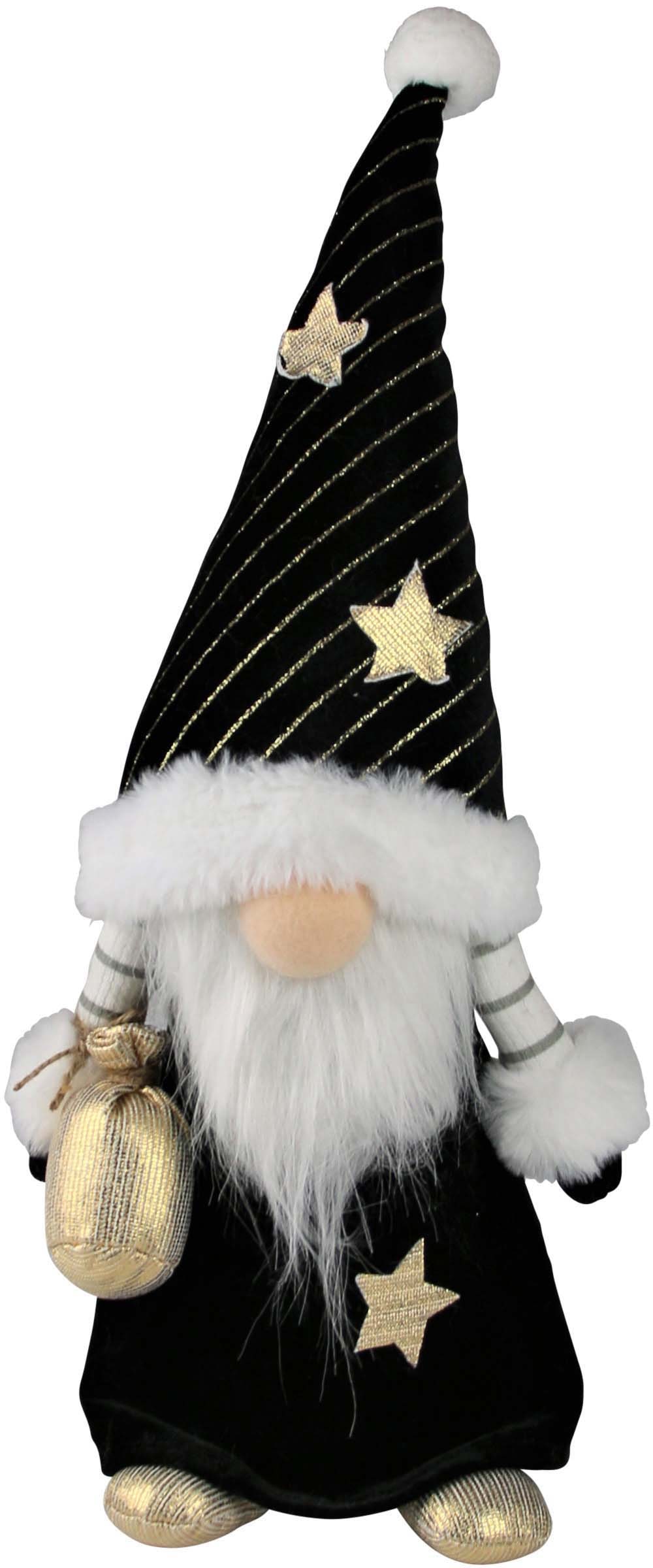 und mit schwarzer Mütze »Weihnachtsdeko«, goldenen Design Sternen Rechnung auf AM Weihnachtsfigur bestellen