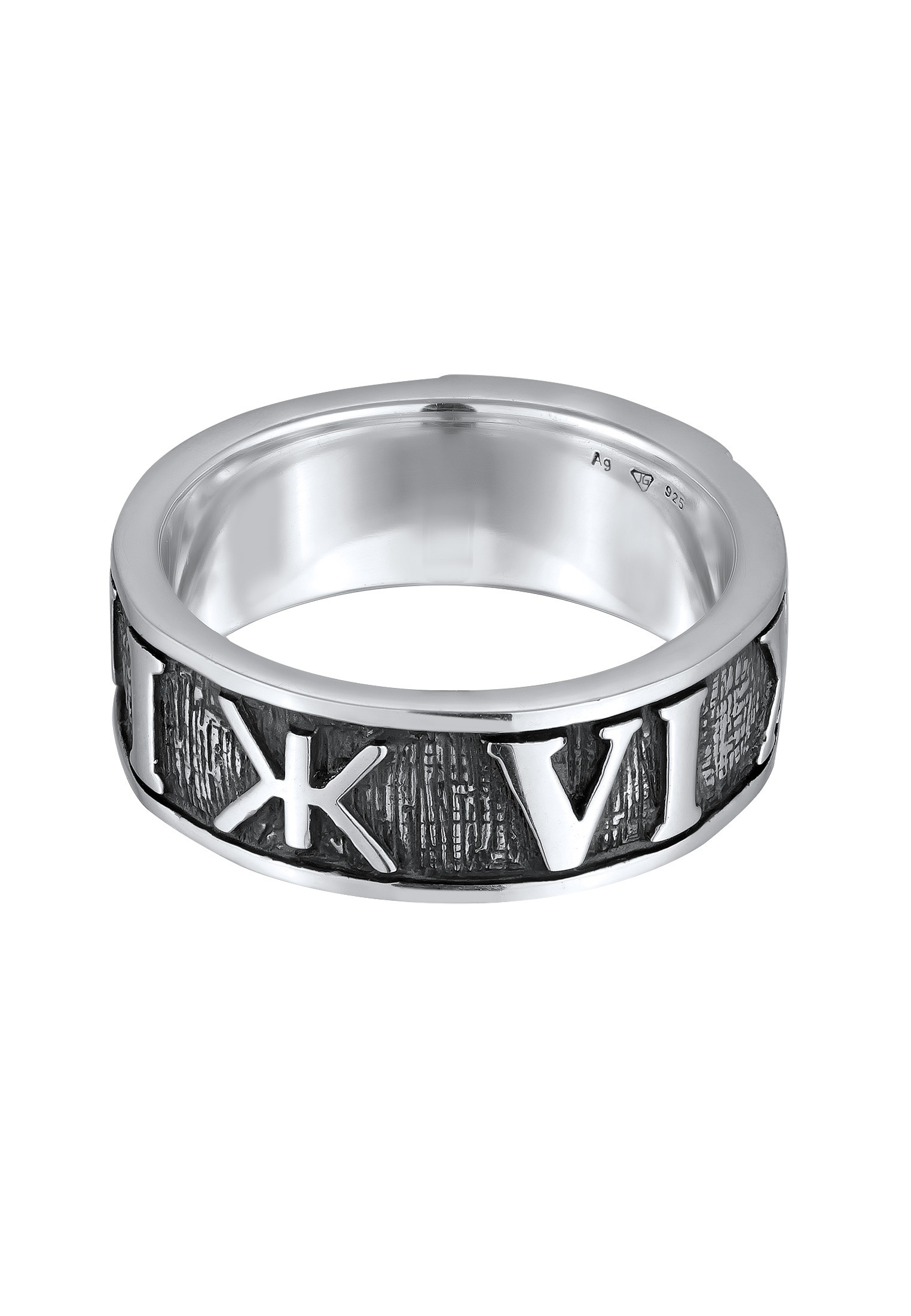 Kuzzoi Silberring »Ring Siegelring Römische Zahlenfolge Emaille 925 Silber«