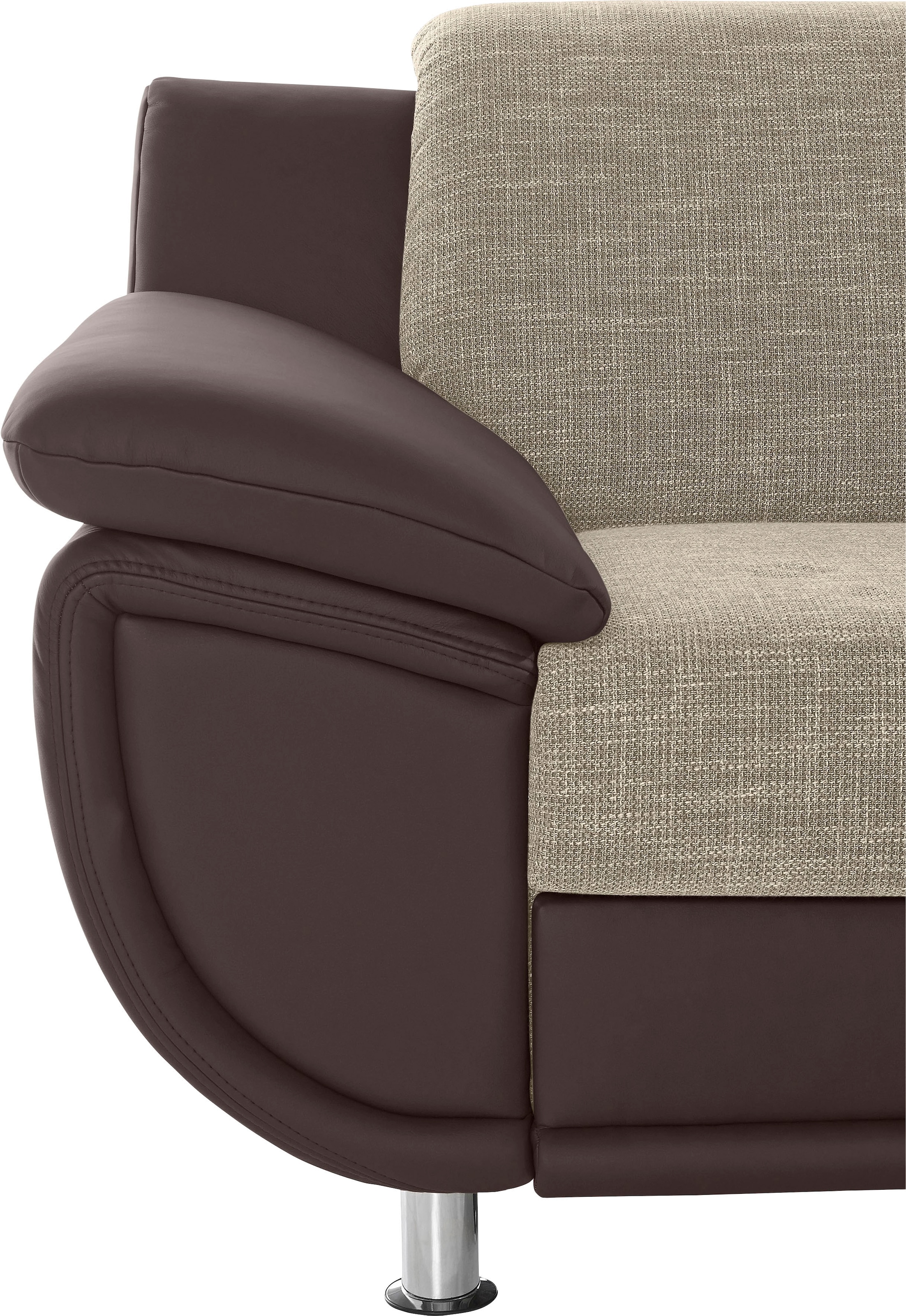 TRENDMANUFAKTUR Ecksofa »Rondo 3, zeitlos und modern, im Materialmix, L-Form«, wahlweise Federkern für hohen Sitzkomfort, wahlweise Bettfunktion