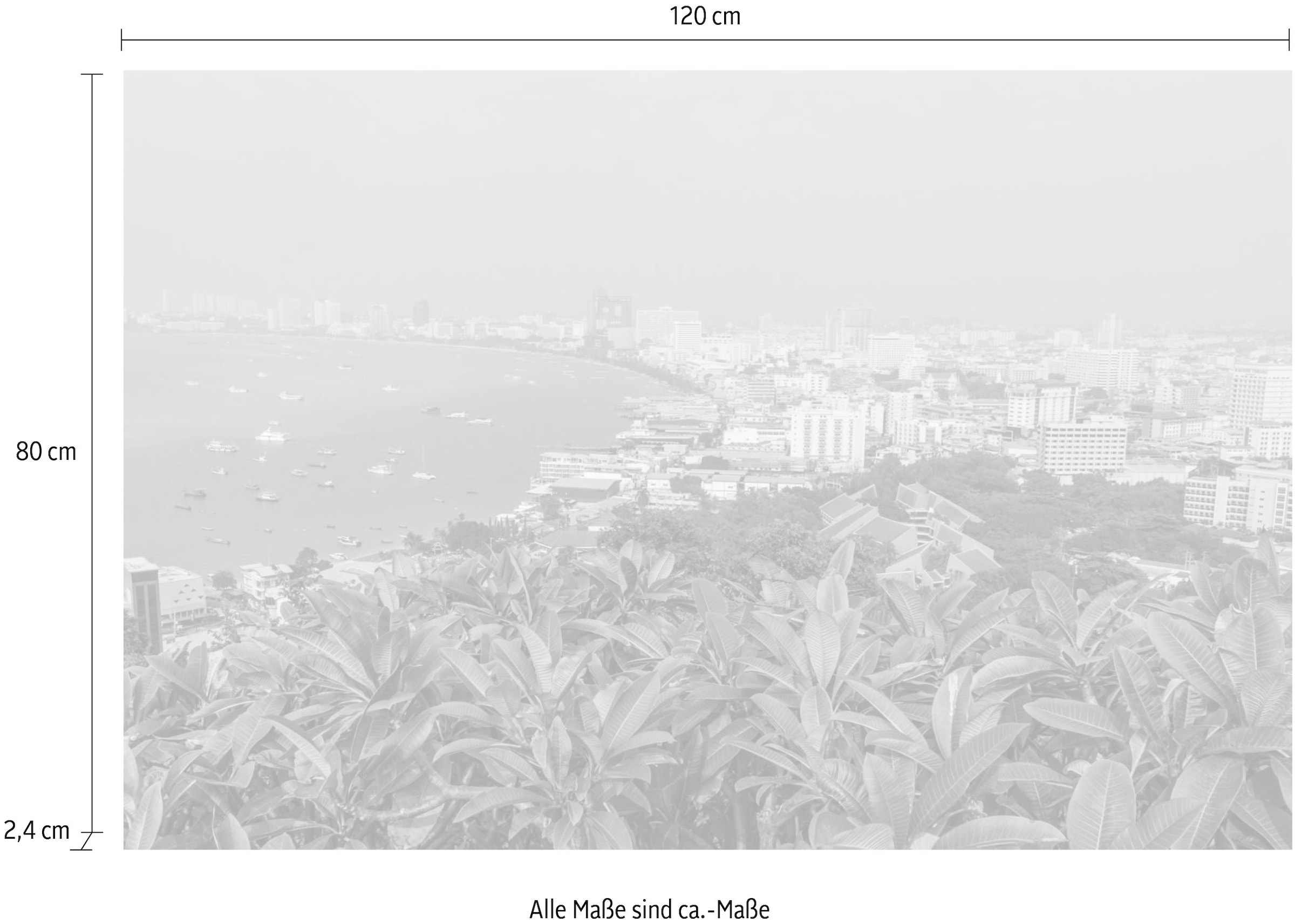 queence Acrylglasbild »Stadt am Meer«, Elemente der Architektur-Gebäude-Städte-Skyline-Pflanzen, Fine Art-Print in Galeriequalität