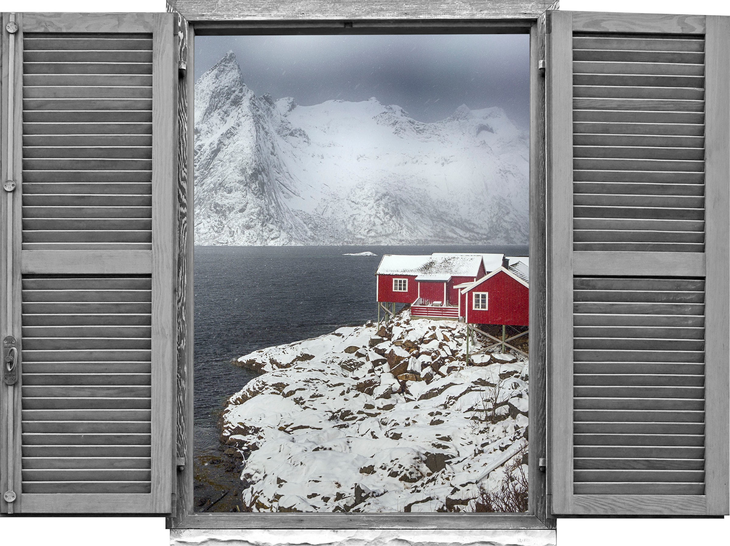 Wandtattoo »Norwegen Winter«, (1 St.), Wandsticker, Wandbild, selbstklebend, 3D, Fenster