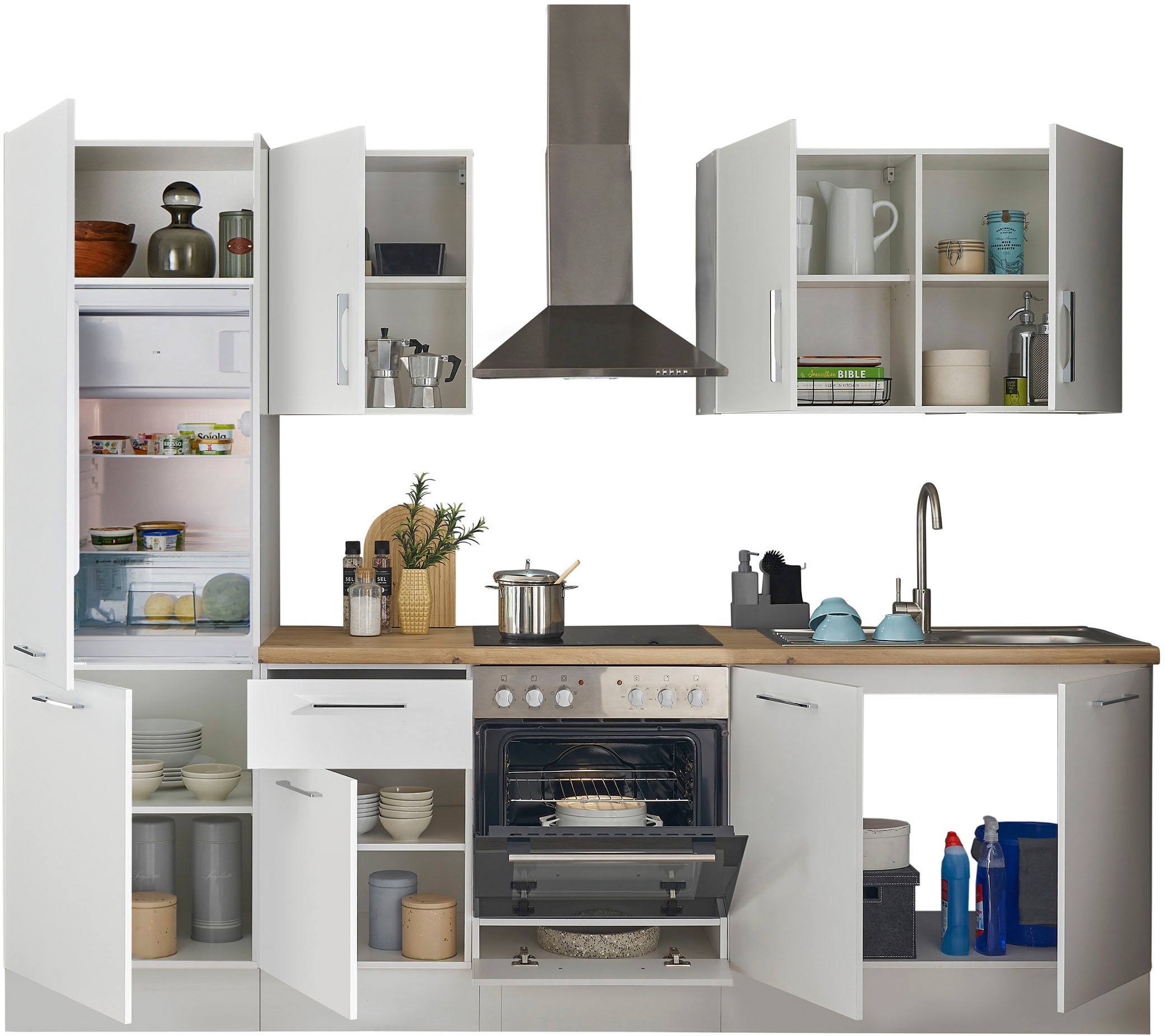 BASIC by Balculina Küchenzeile »Turin« Breite 270 cm, wahlweise mit E-Geräten