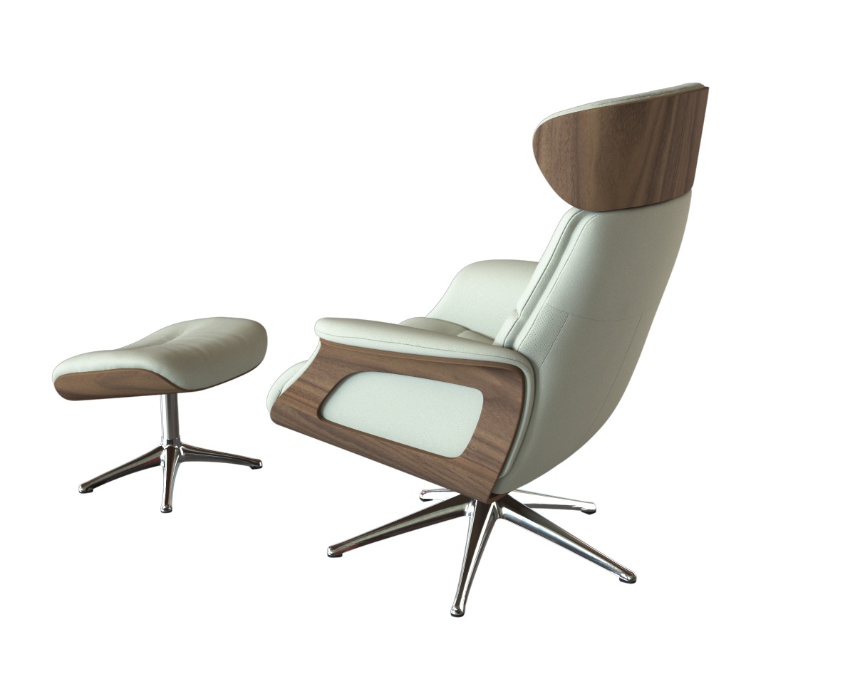FLEXLUX Relaxsessel »Rücken u. Kopfverstellung, ergonomisch, Airchannels, klasse Komfort«, Rücken- & Kopfteilverstellung, Drehbar, Armlehne Walnuss, Fuß Alu