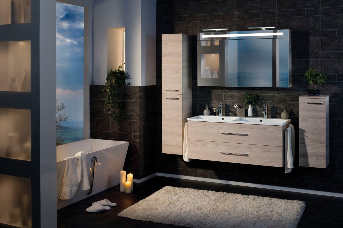 FACKELMANN Spiegelschrank »CL 120 - Alaska-Esche«, Badmöbel Breite 120 cm,  2 Türen, doppelseitig verspiegelt online kaufen | mit 3 Jahren XXL Garantie