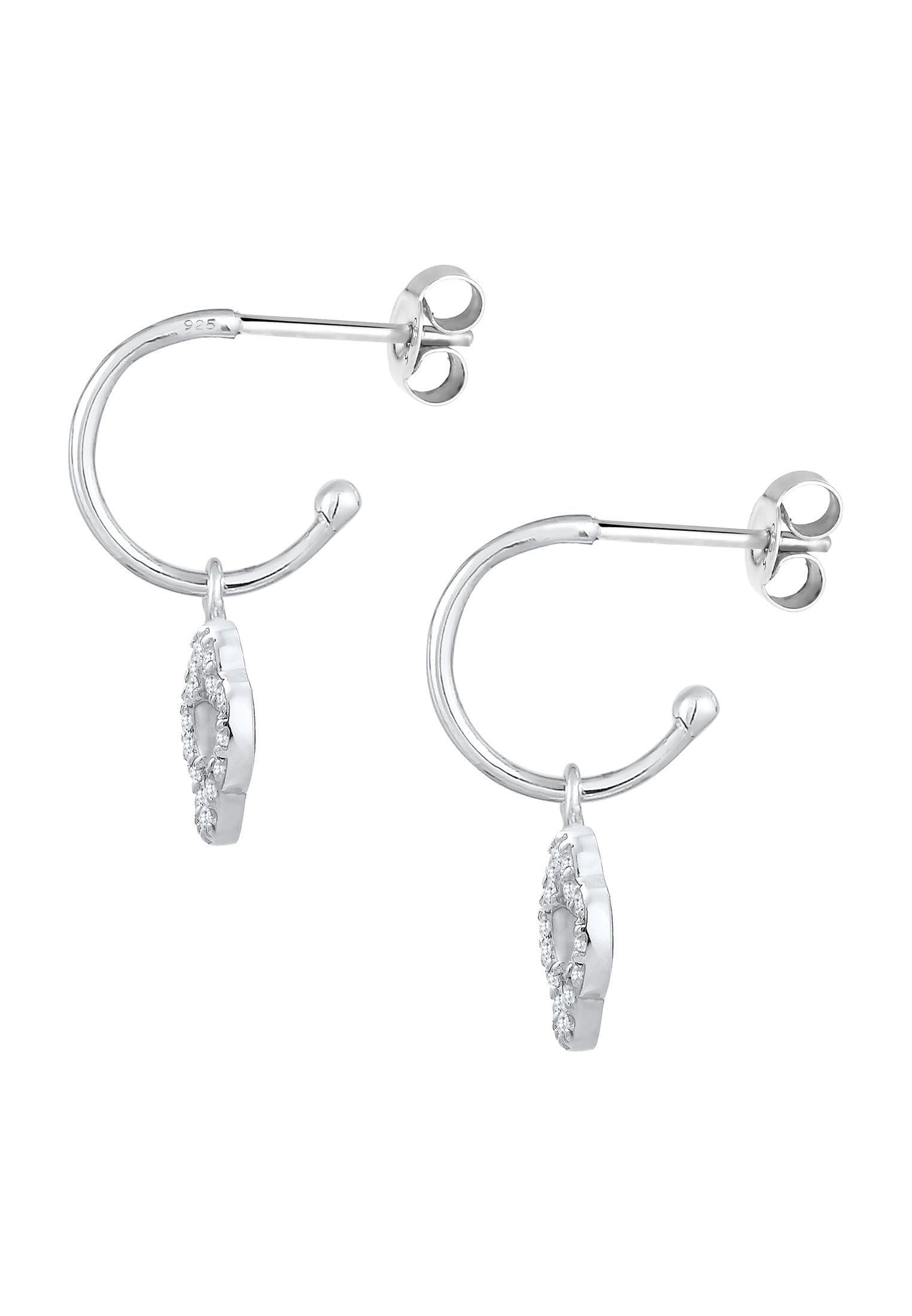 Elli Paar Creolen »Ohrringe Creole Kleeblatt Zirkonia Weiß 925 Sterling Silver«