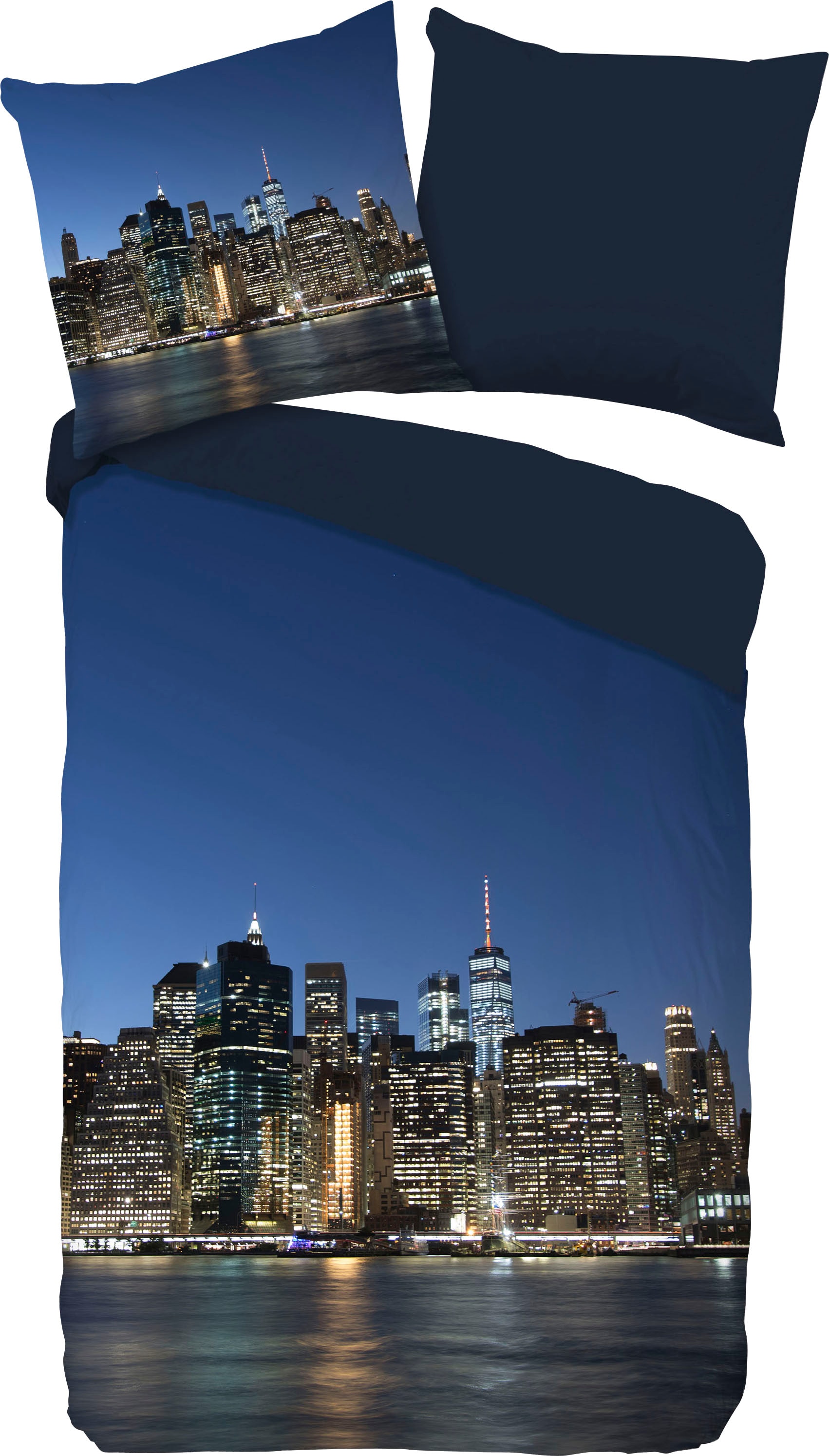 PURE luxury collection Wendebettwäsche »NY City«, Mikrofaser, 135x200, Pflegeleicht, Reißverschluss, Wendeoptik New York