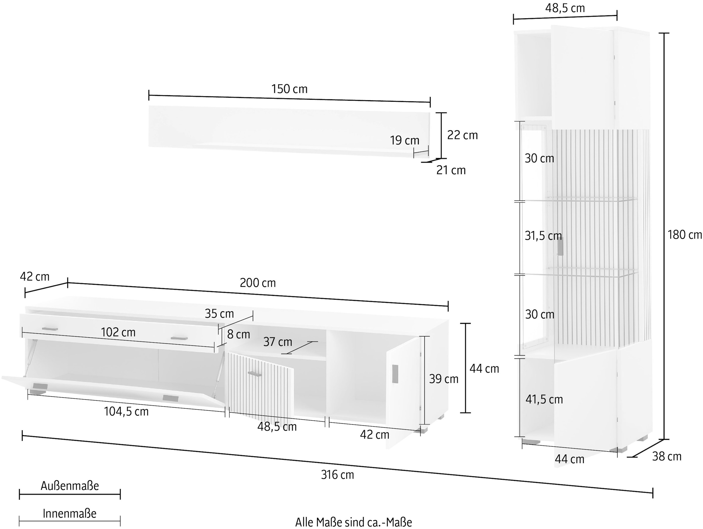 Home affaire Wohnwand »HUDSON« Set, 3 Stk. tlg.