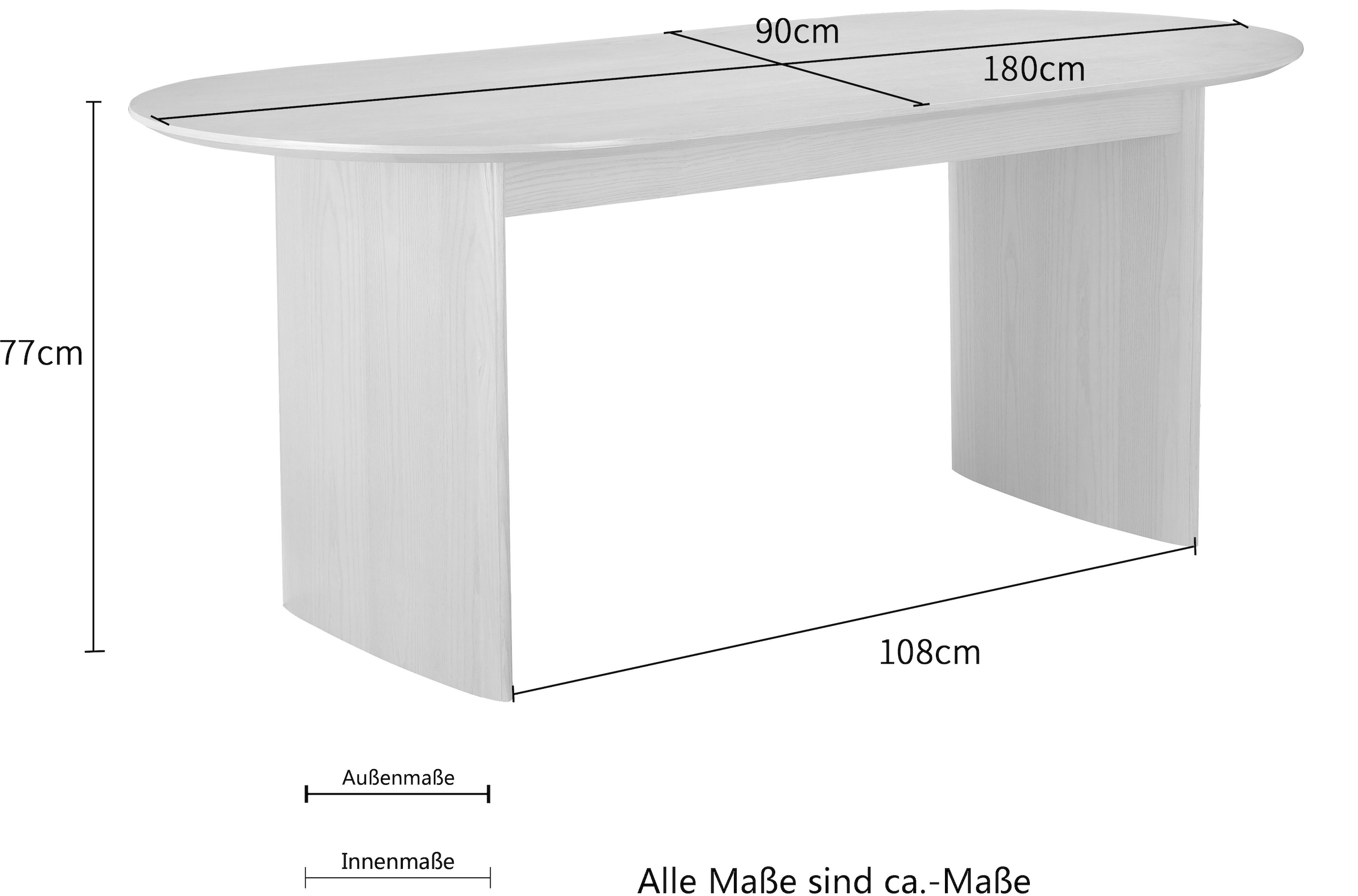 LeGer Home by Lena Gercke Esstisch »Melinda, TOPSELLER!, OTTOs Choice« aus massivem Eschenholzfurnier, in zwei Breiten erhältlich