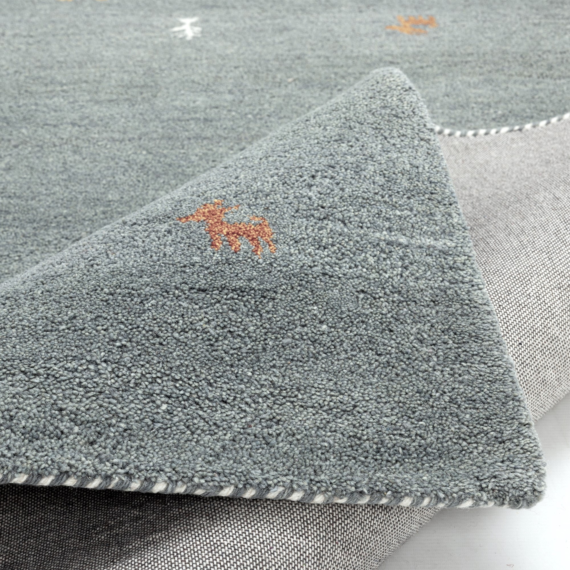 THEKO Wollteppich »Gabbeh Motiv, Handgefertigt, Teppich, Tiermotiv,  reine Wolle« rechteckig 14 mm Höhe reine Wolle, Wohnzimmer, Schlafzimmer, Esszimmer